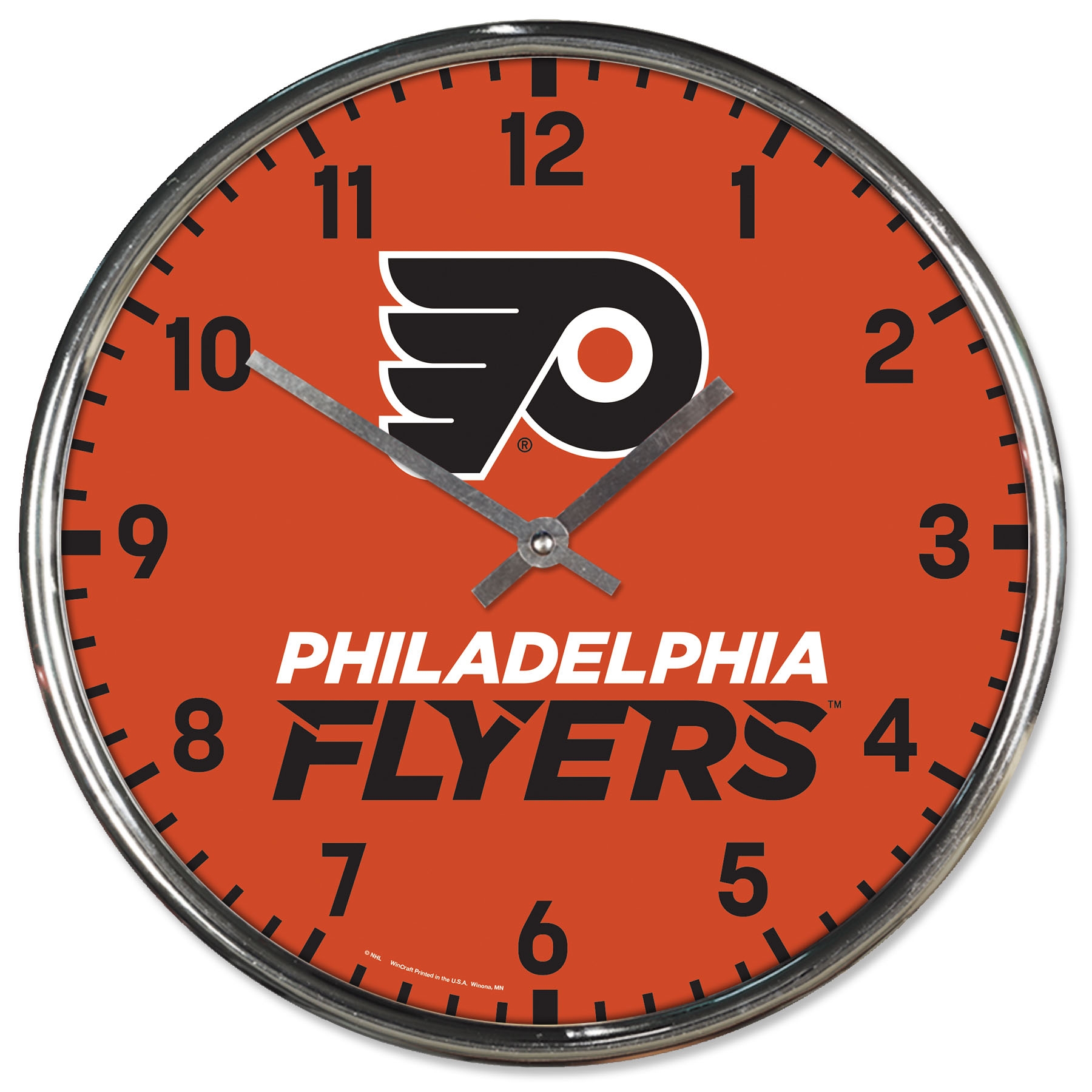 Philadelphia Flyers Chrome NHL Team Design Wanduhr