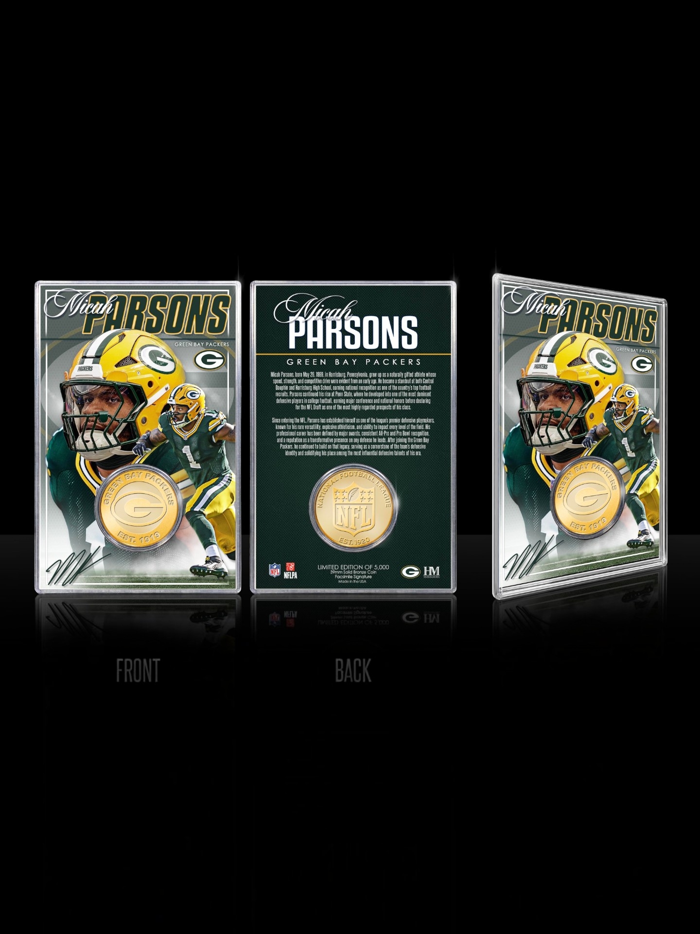 Micah Parsons Green Bay Packers Acrylic Bronze NFL Coin Card