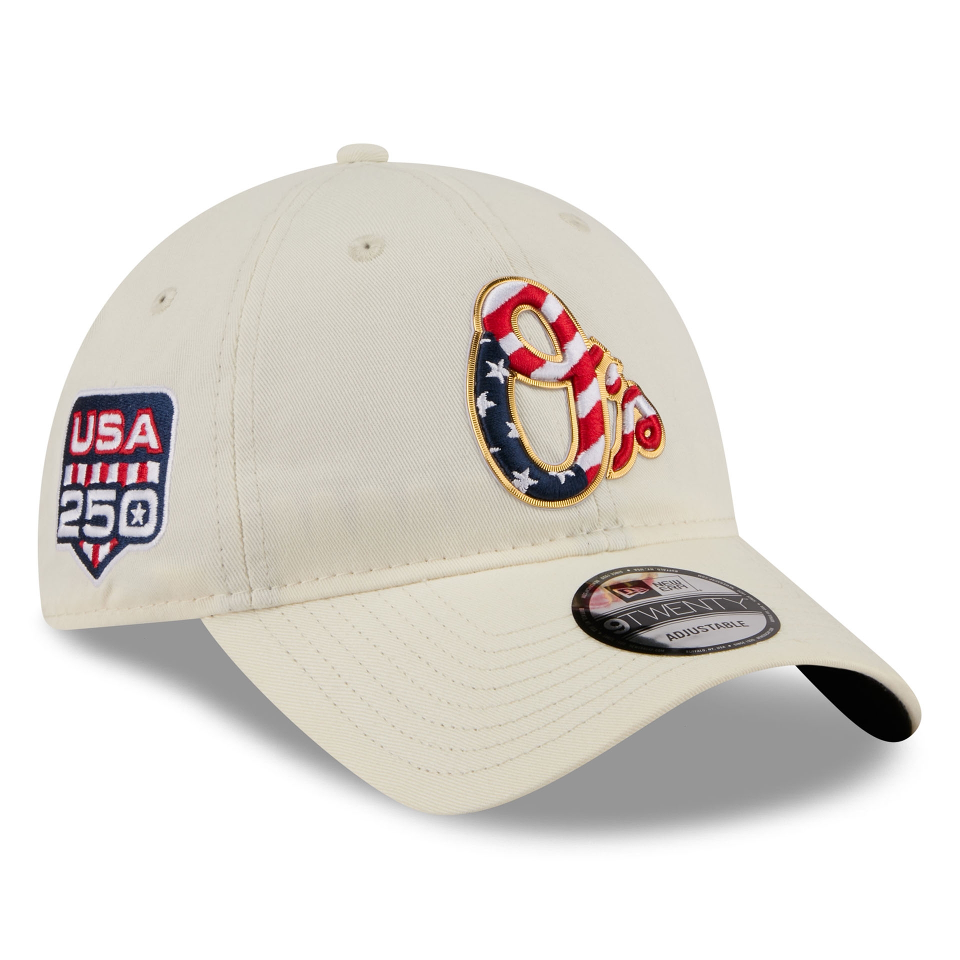 Baltimore Orioles 4th of July USA 250 9TWENTY Adjustable Cap Cream