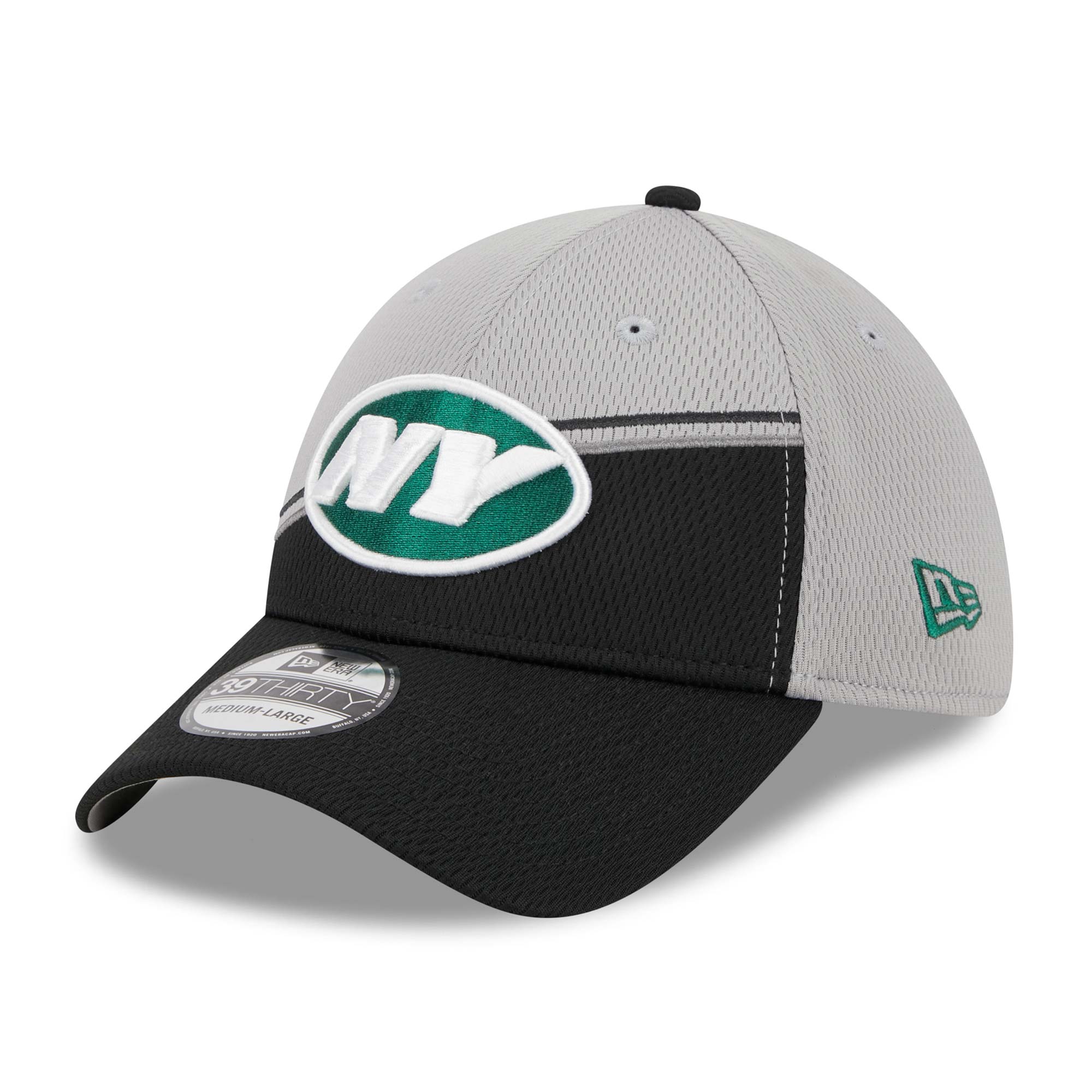 New York Jets Colorway 2023 NFL Sideline New Era 39THIRTY Flex Cap Grau