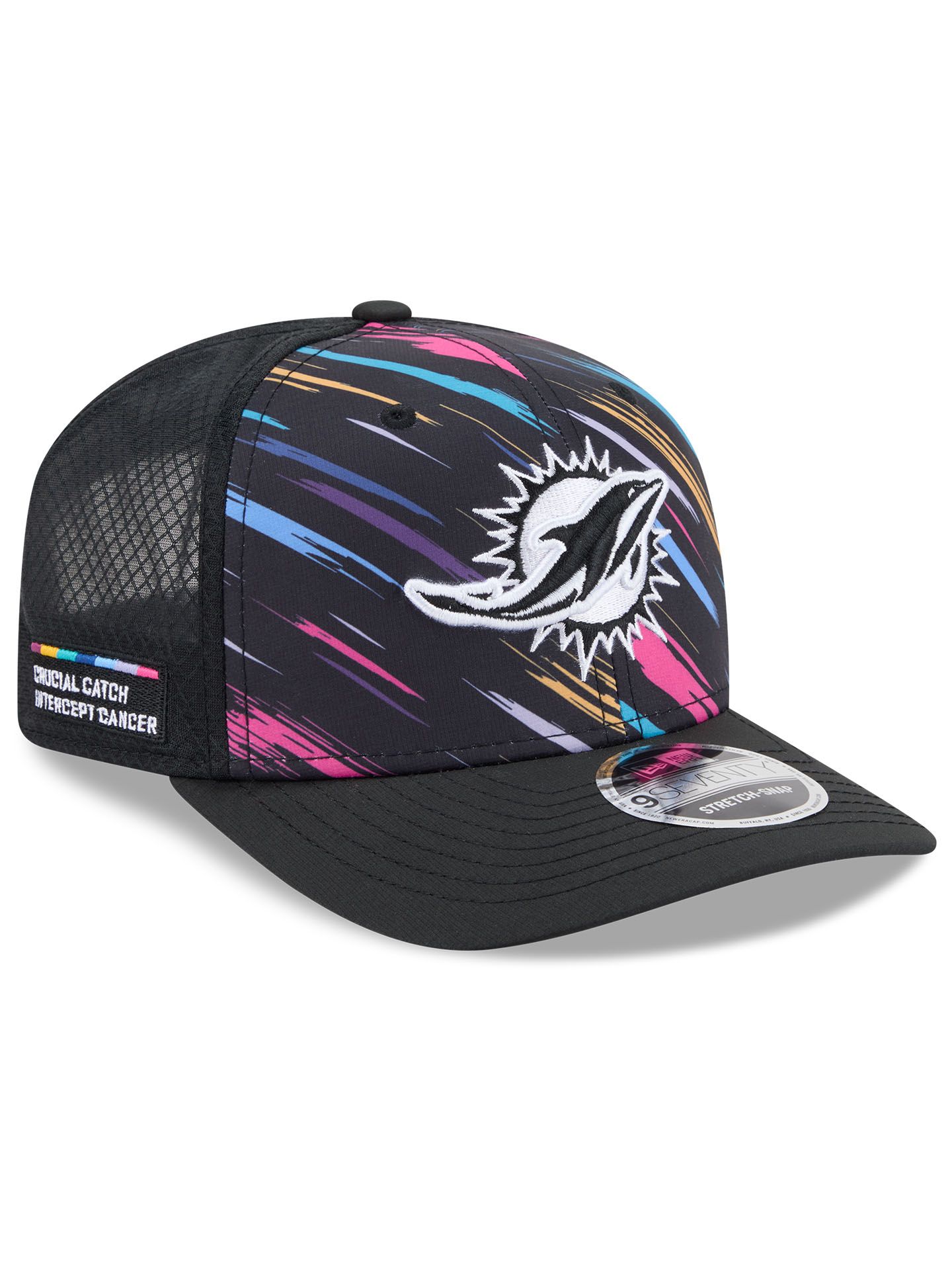 Miami Dolphins 2026 NFL Crucial Catch 9SEVENTY Stretch-Snap Trucker Cap