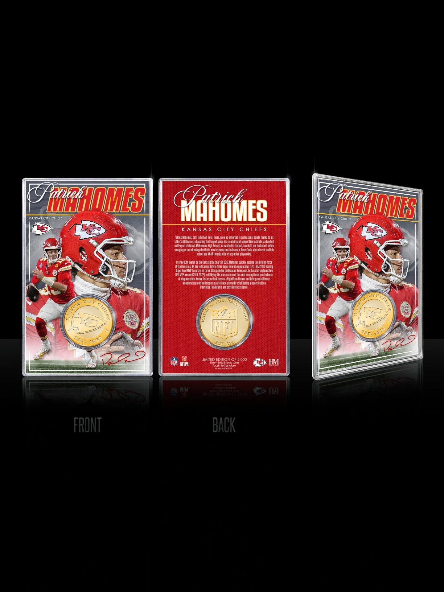Patrick Mahomes Kansas City Chiefs Acrylic Bronze NFL Coin Card