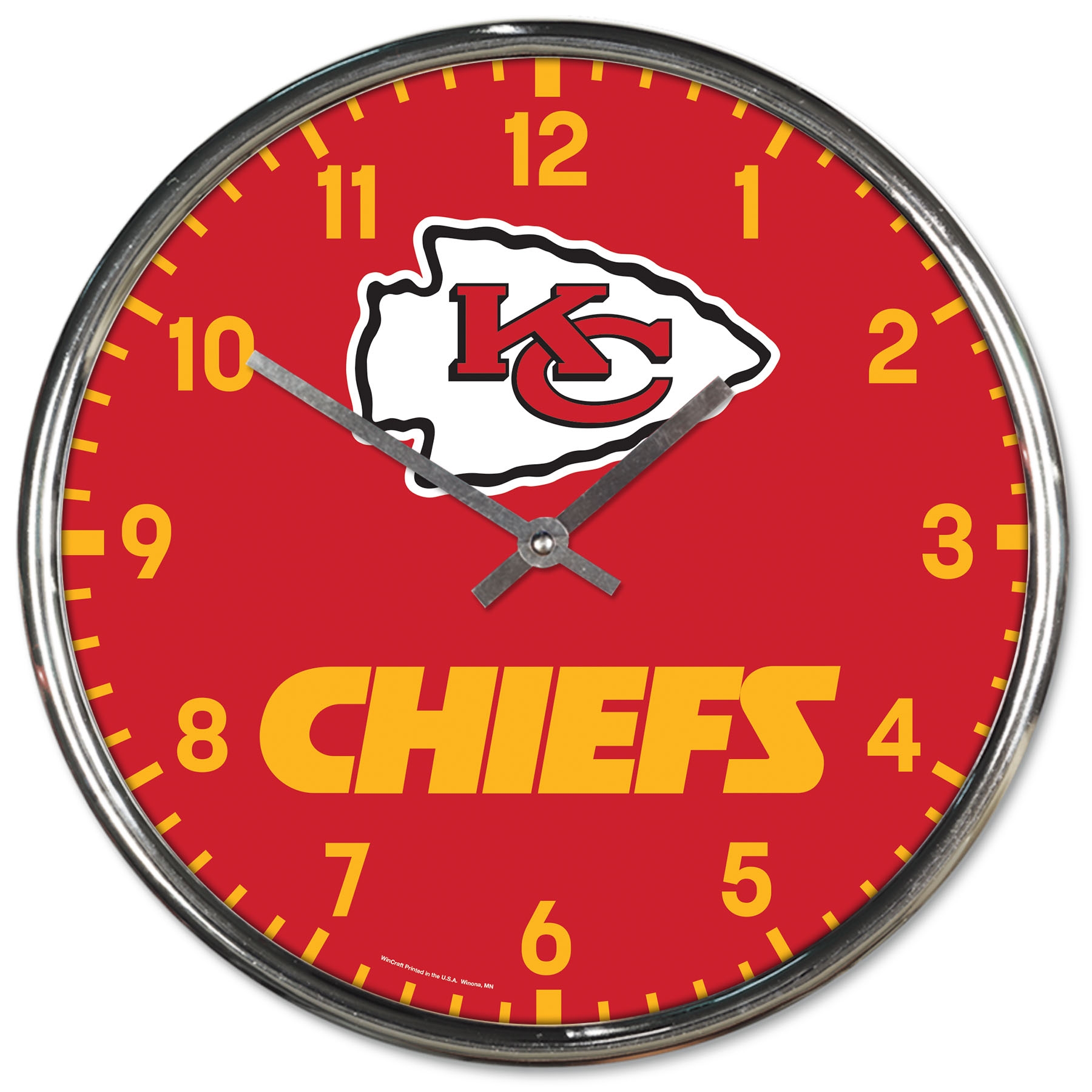 Kansas City Chiefs Chrome NFL Team Design Wanduhr