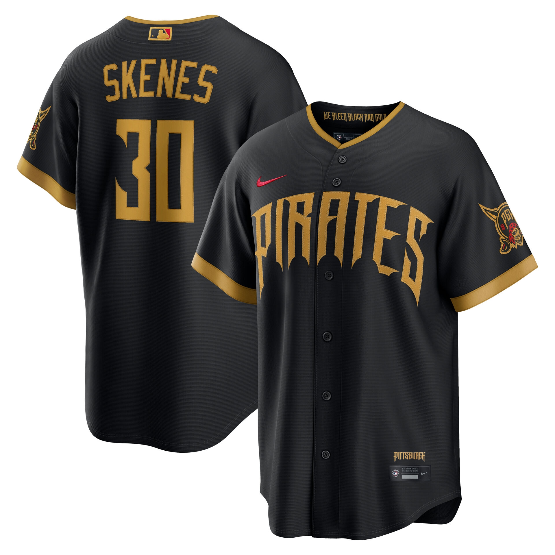 Paul Skenes #30 Pittsburgh Pirates 2026 City Connect Stadium MLB Trikot Schwarz