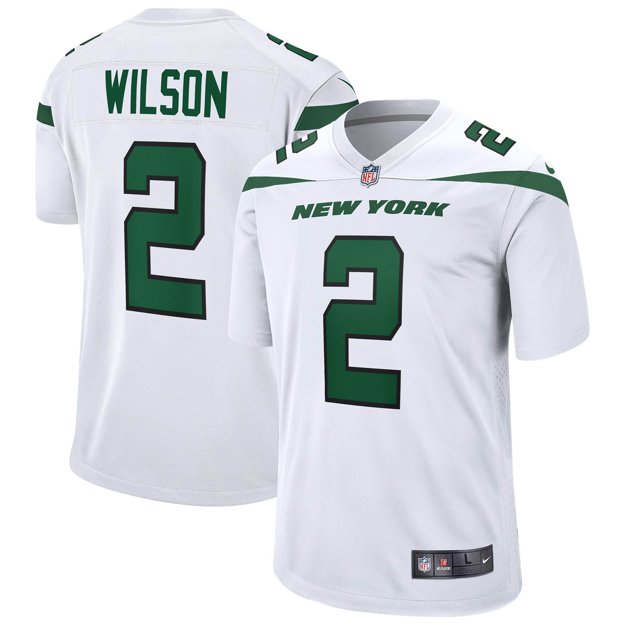 Zach Wilson #2 New York Jets Nike Game NFL Football Trikot Weiß