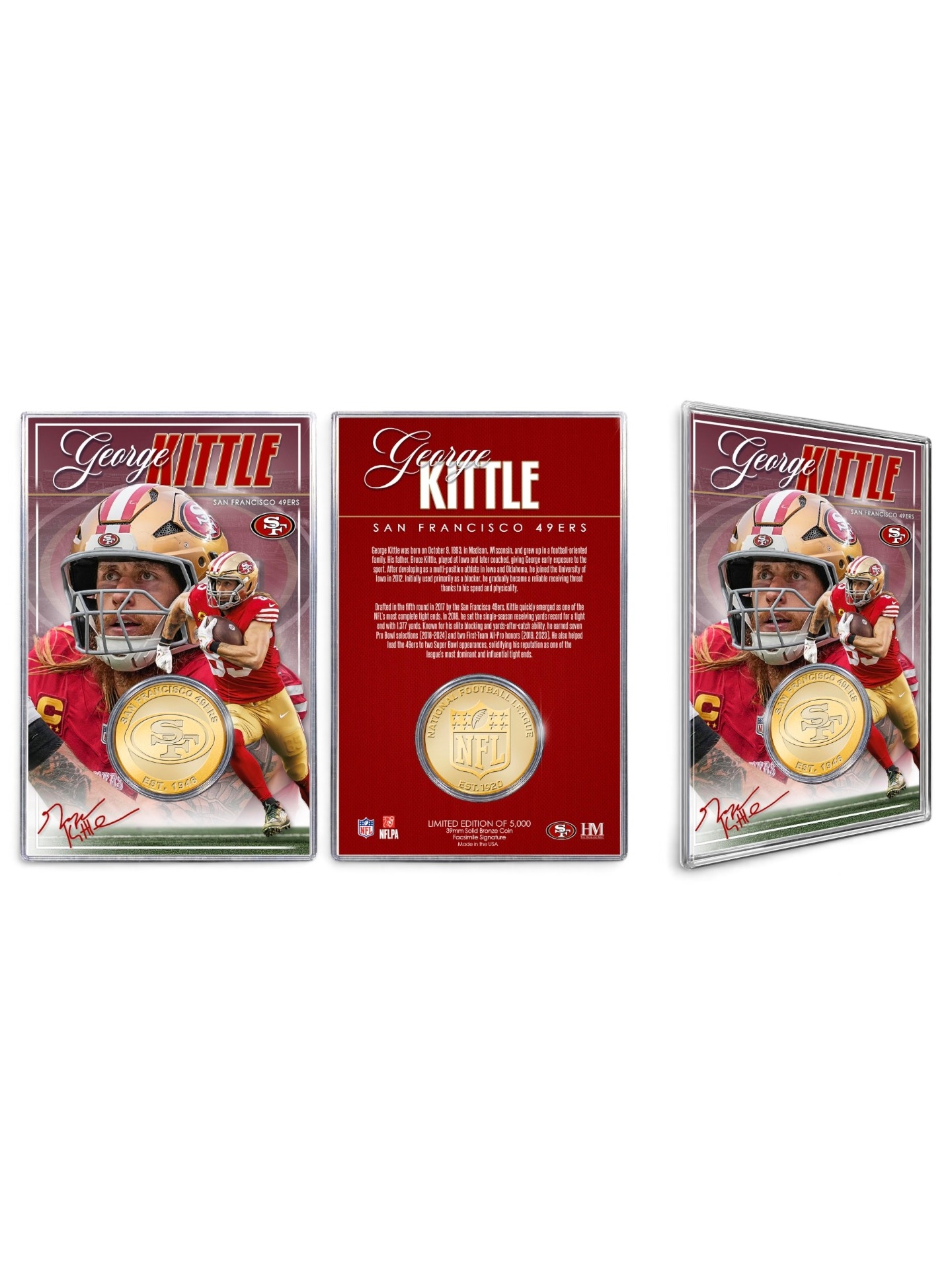 George Kittle San Francisco 49ers Acrylic Bronze NFL Coin Card