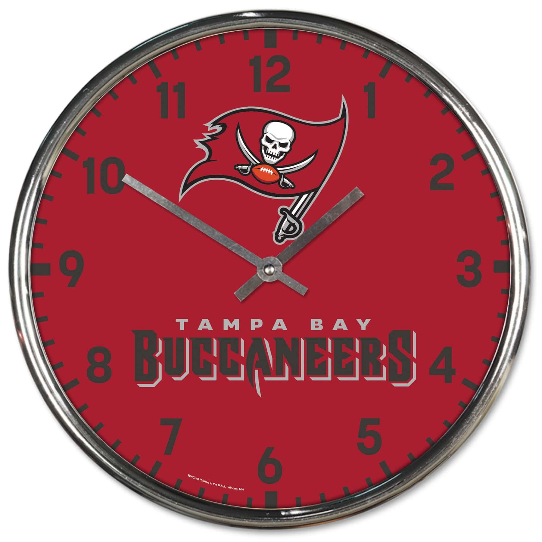 Tampa Bay Buccaneers Chrome NFL Team Design Wall Clock