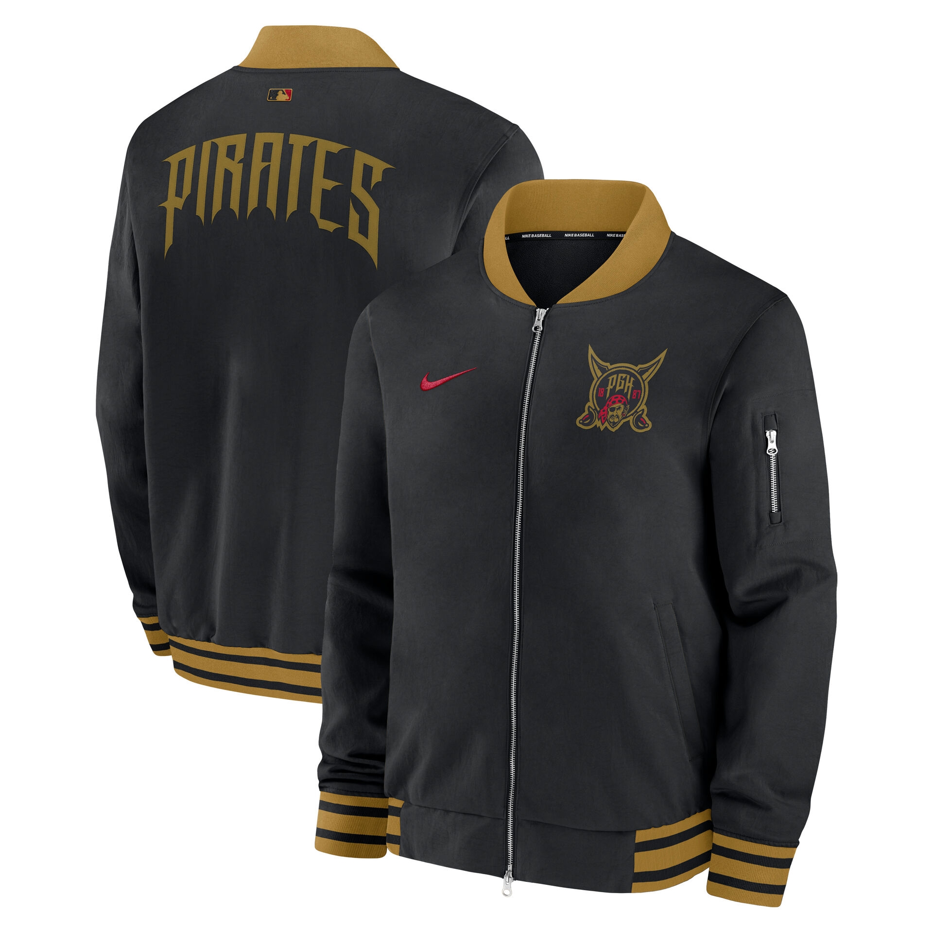 Pittsburgh Pirates City Connect 2026 MLB Authentic Dugout Bomber Jacke Schwarz