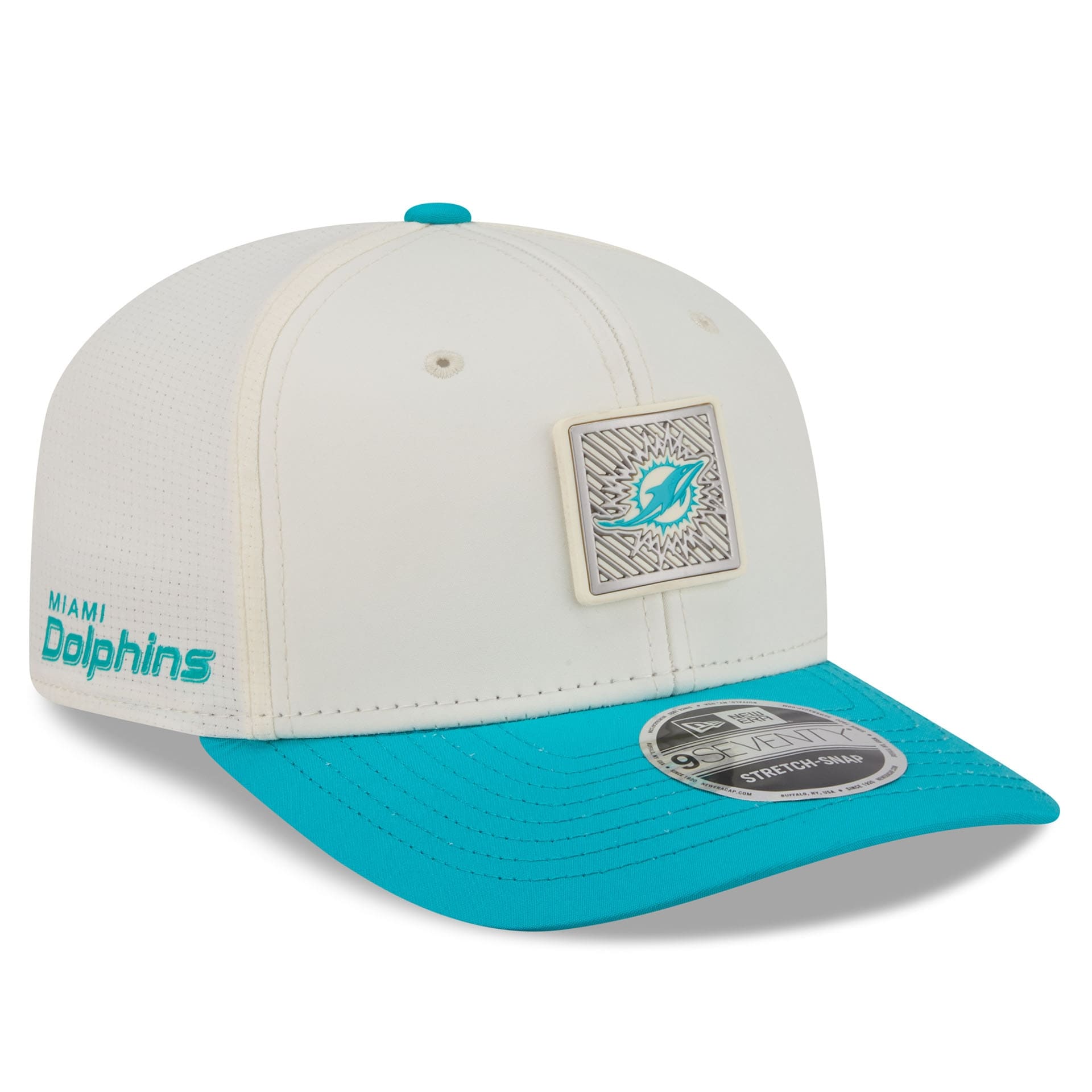Miami Dolphins 2026 NFL Training Camp 9SEVENTY Stretch-Snap Cap Cream/Aqua
