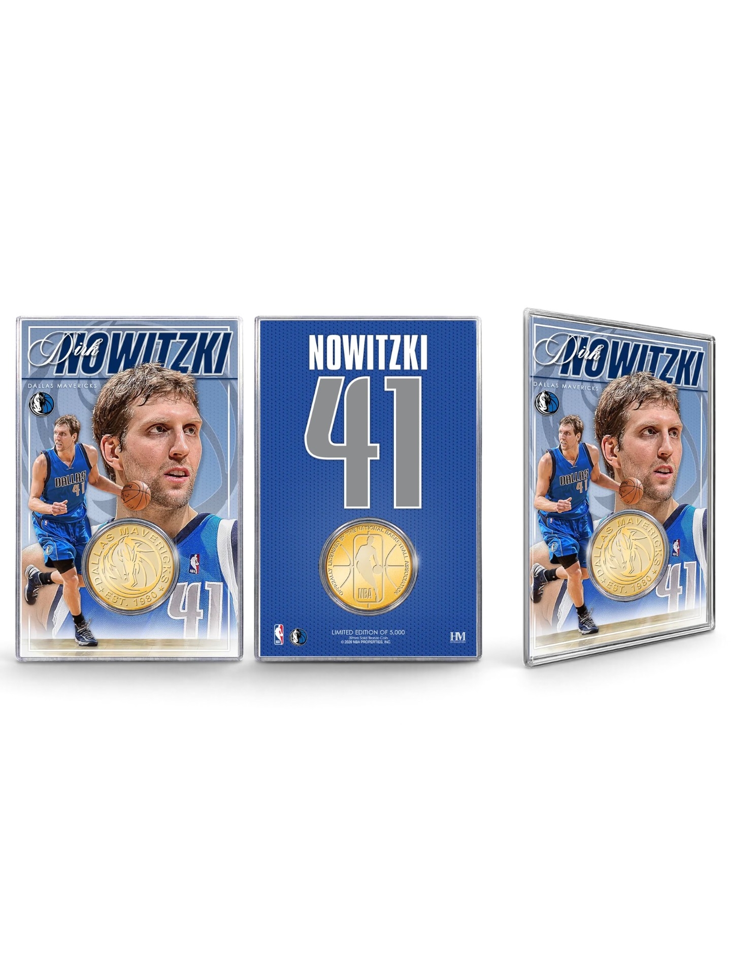 Dirk Nowitzki Dallas Mavericks Acrylic Bronze NBA Coin Card