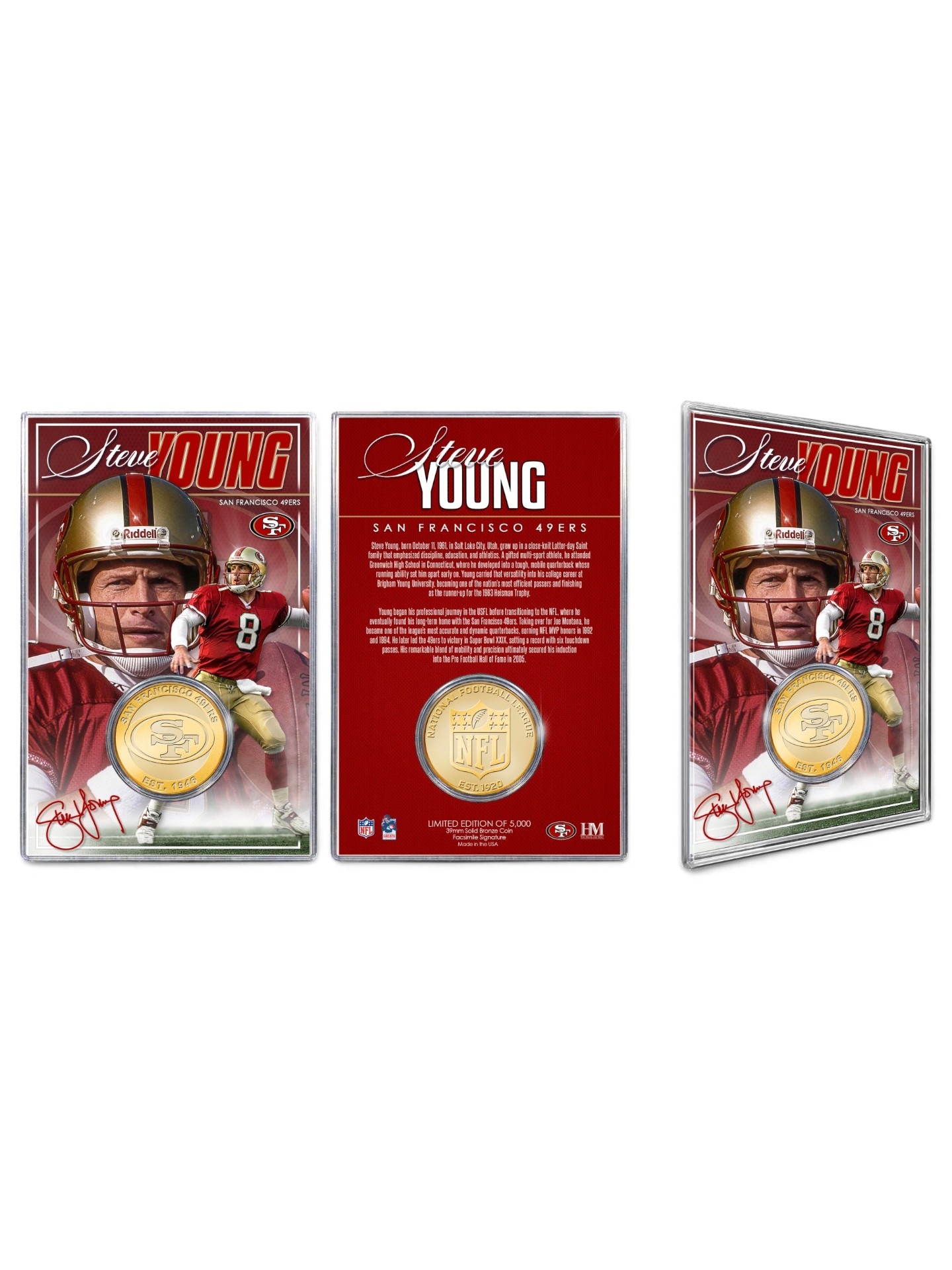 Steve Young San Francisco 49ers Acrylic Bronze NFL Coin Card