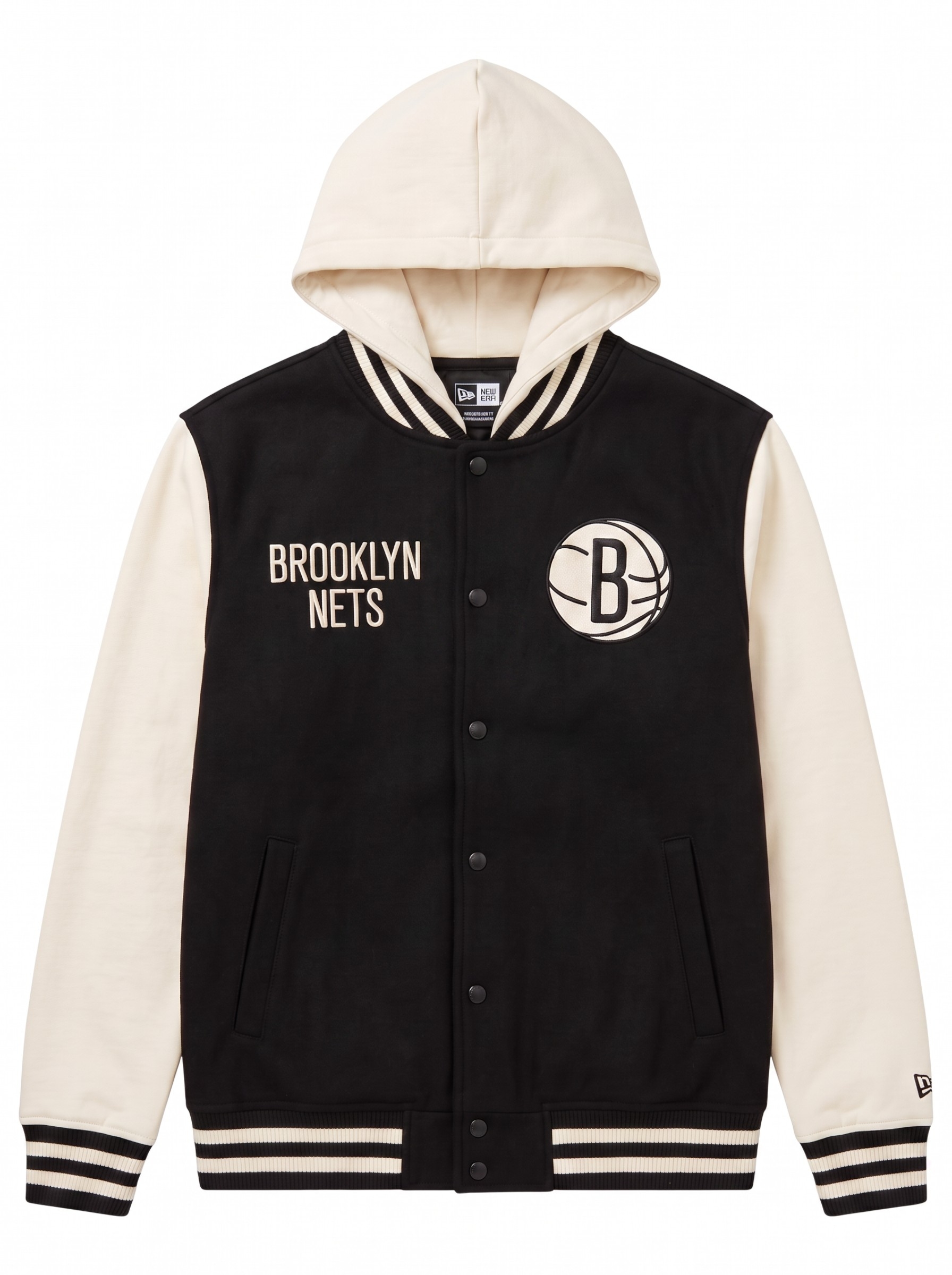 Brooklyn Nets Letterman Hooded NBA Jacket Black