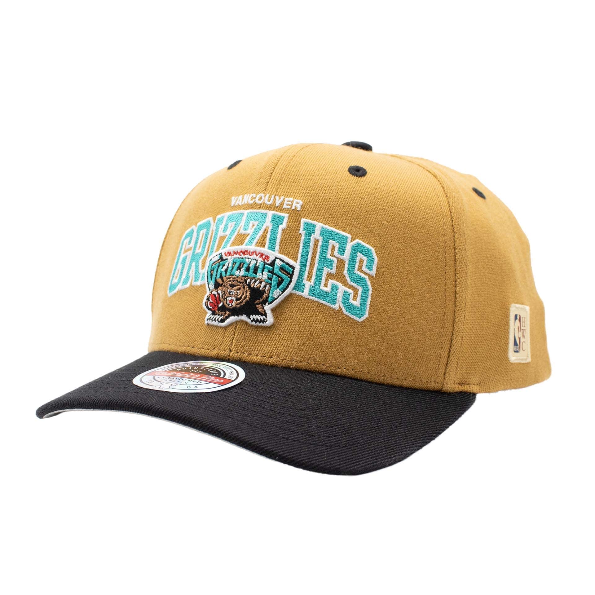 Vancouver Grizzlies Team Arch Classic Red Stretch-Snap NBA Cap Khaki