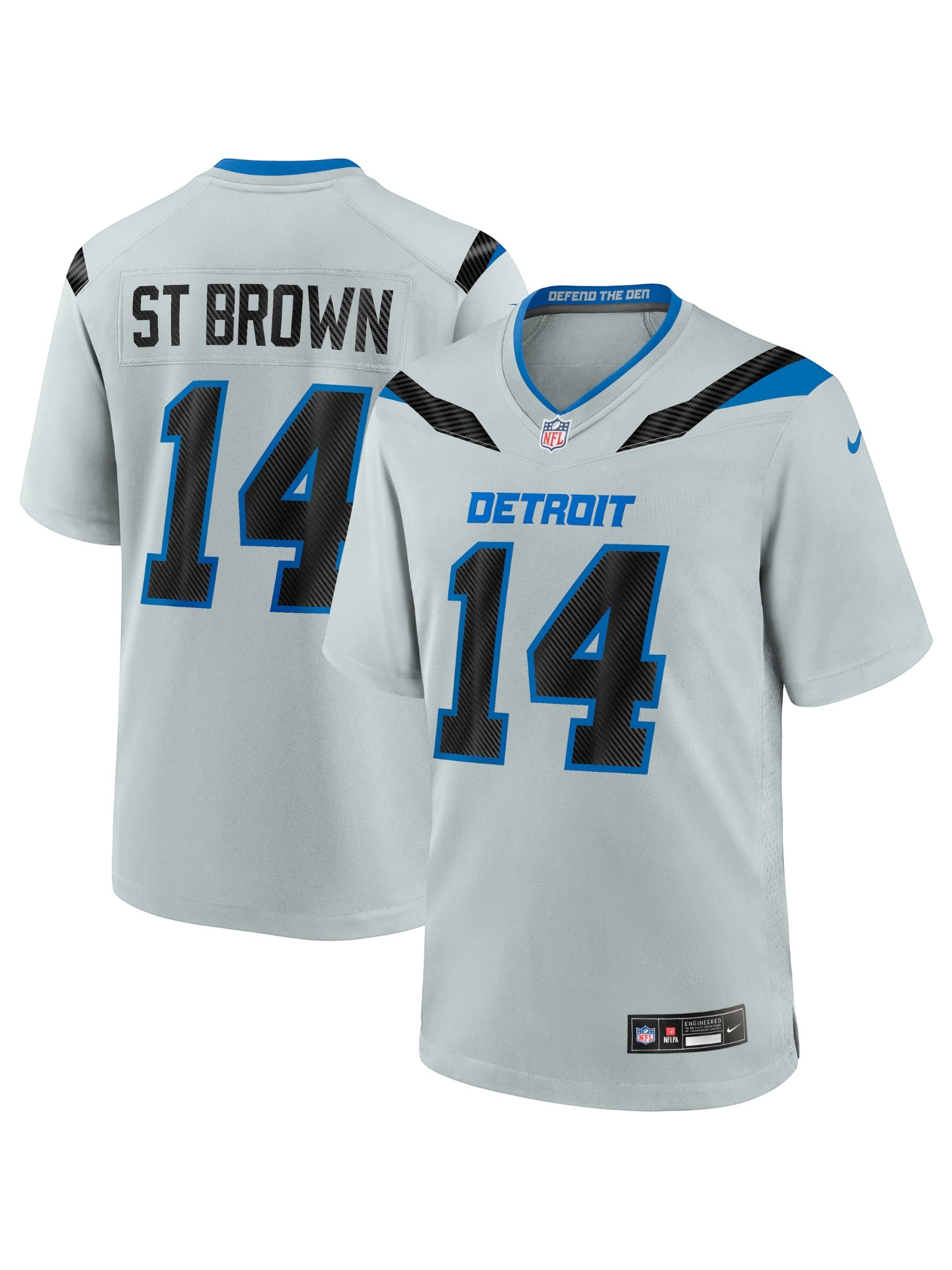Amon-Ra St. Brown #14 Detroit Lions 2026 Rivalries Game NFL Trikot Grau