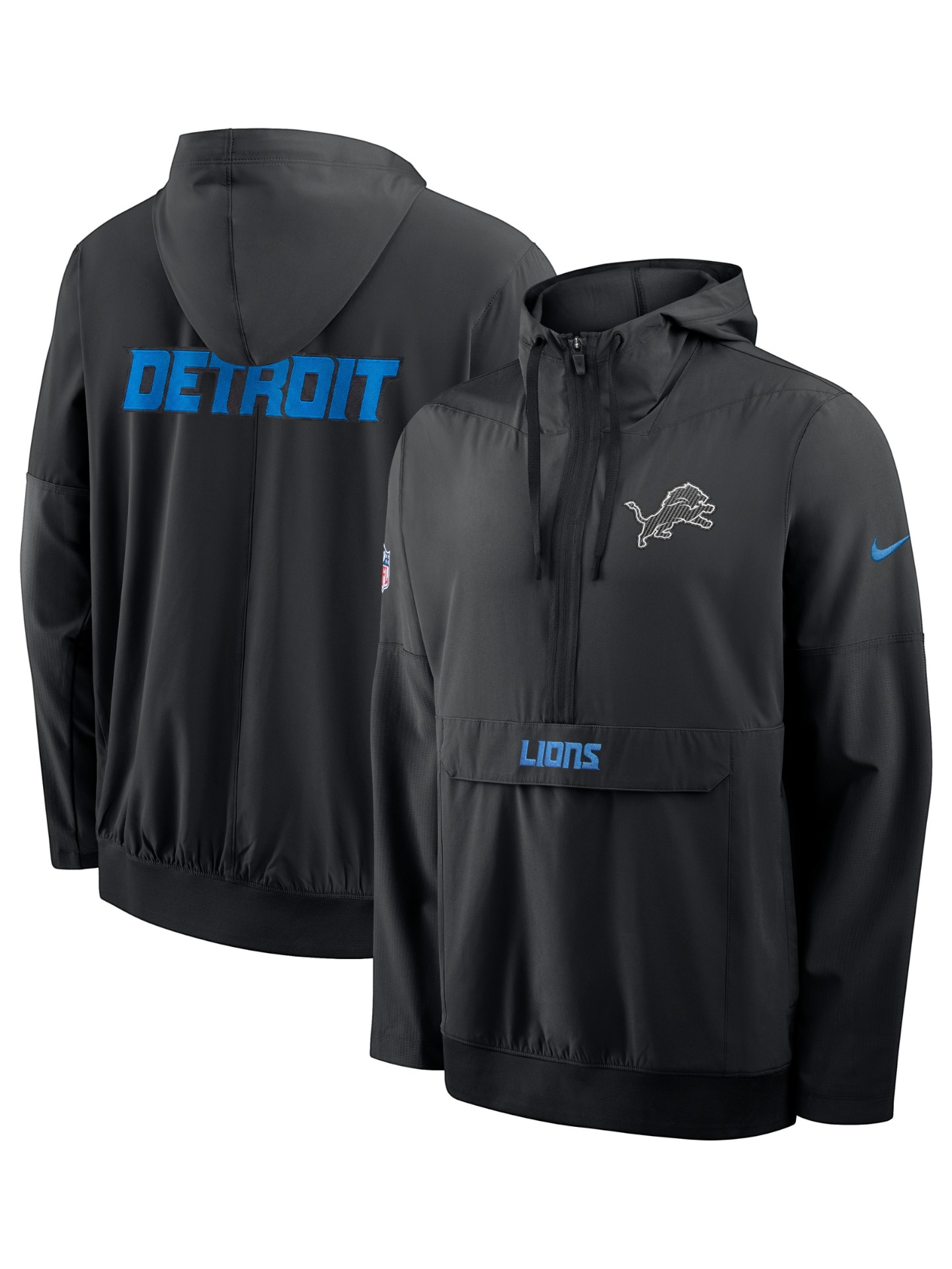 Detroit Lions 2026 NFL Rivalries Sideline Half-Zip Anorak Jacke Schwarz