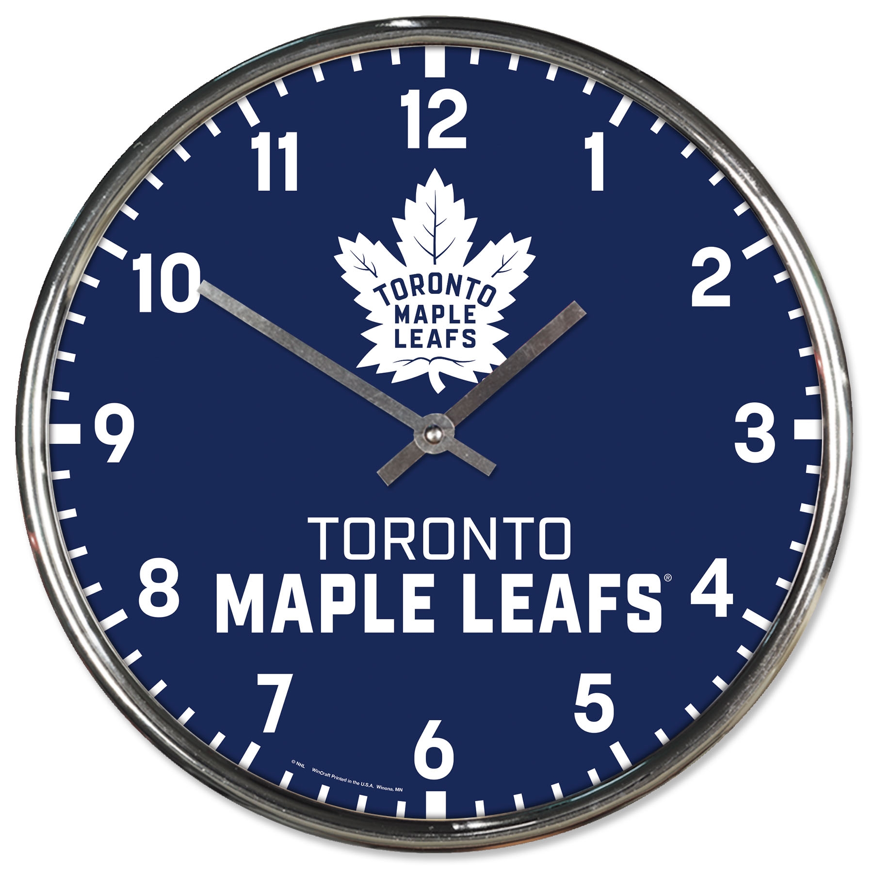 Toronto Maple Leafs Chrome NHL Team Design Wanduhr