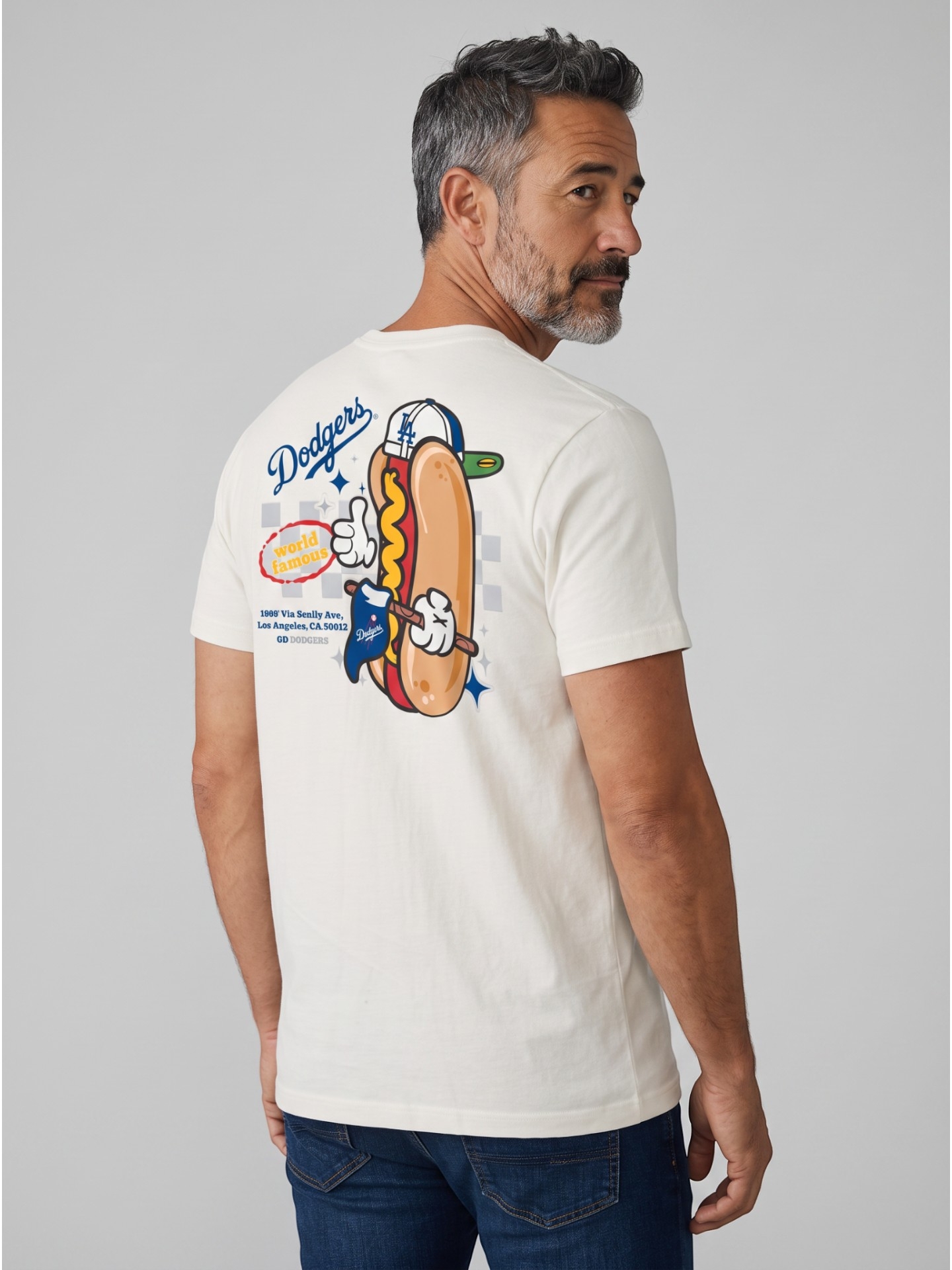 Los Angeles Dodgers Ballpark Hot Dog Oversized MLB T-Shirt Cream