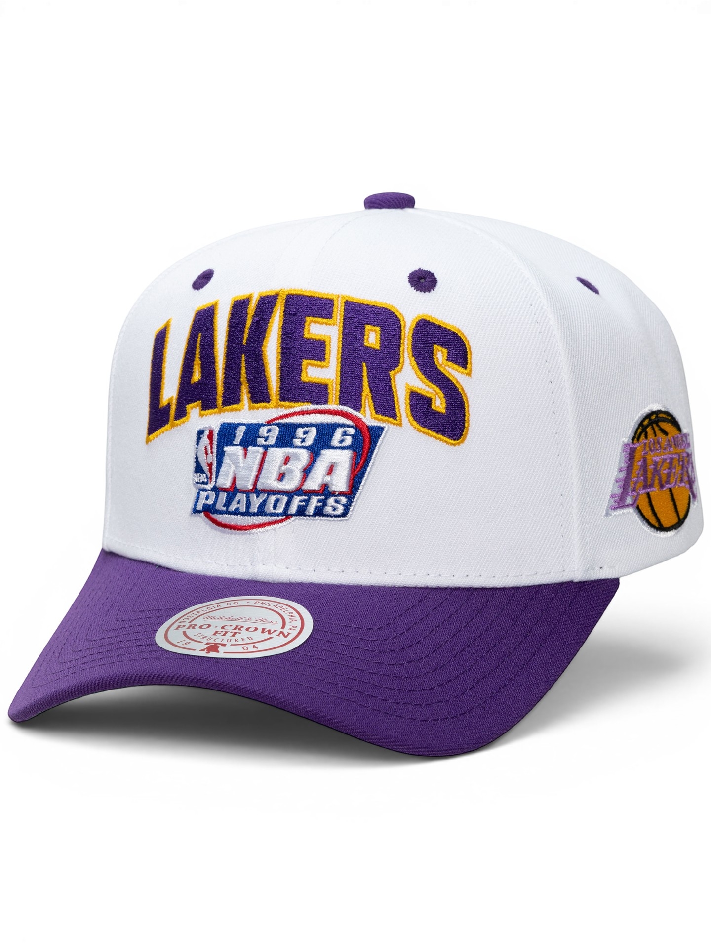 Los Angeles Lakers 1996 NBA Playoffs Pro Crown Snapback Cap White/Purple