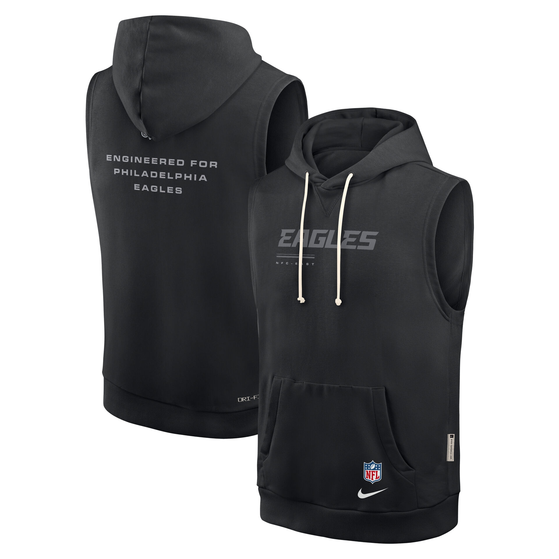 Philadelphia Eagles 2026 NFL Sideline Standard Issue Sleeveless Hoodie Schwarz