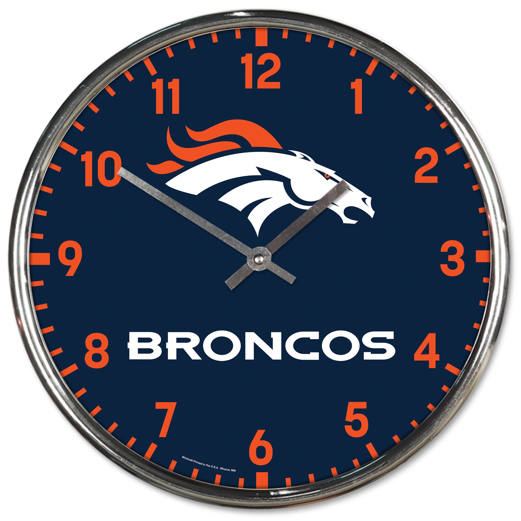 Denver Broncos Chrome NFL Team Design Wanduhr