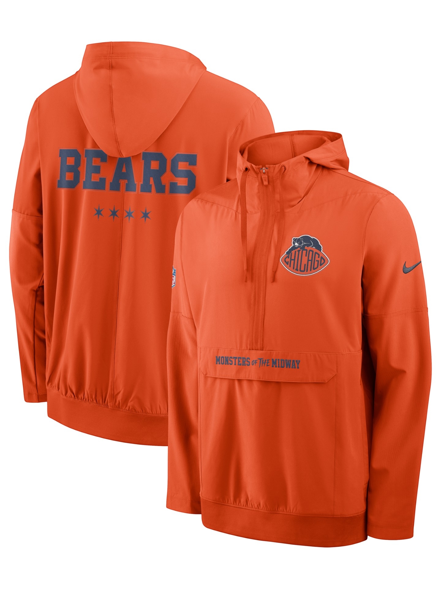Chicago Bears 2026 NFL Rivalries Sideline Half-Zip Anorak Jacke Orange