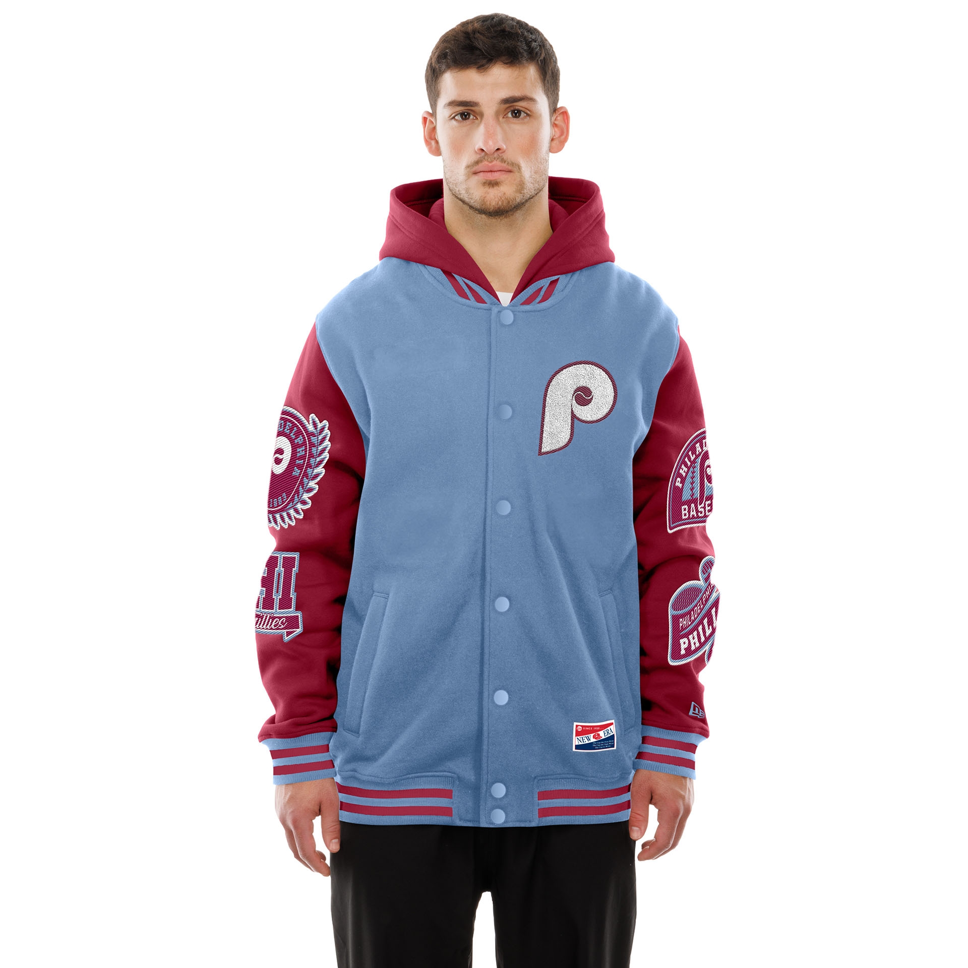 Philadelphia Phillies Cooperstown Full Snap Patch Jacket Blue/Red