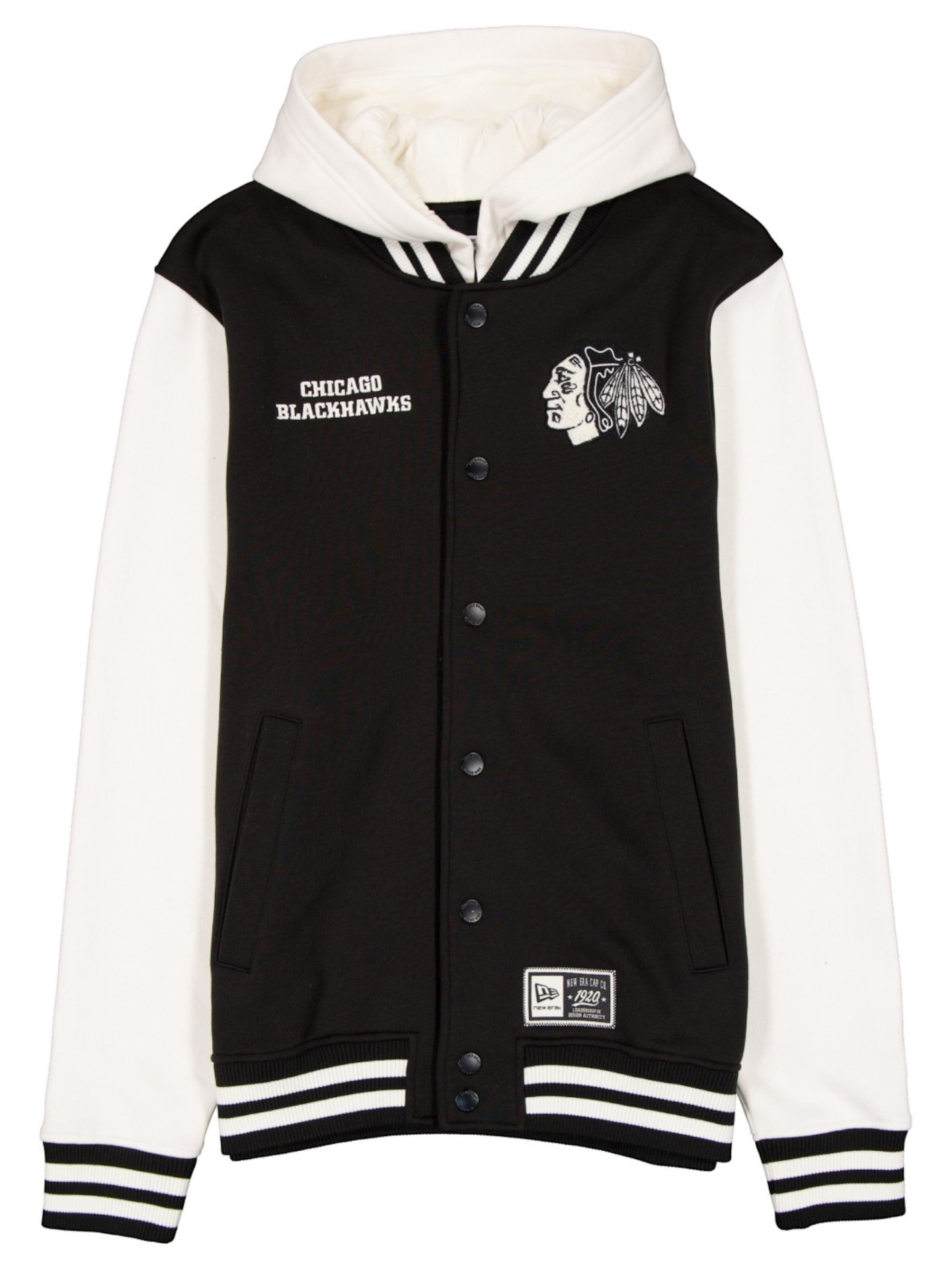 Chicago Blackhawks Letterman Hooded NHL Jacket Black