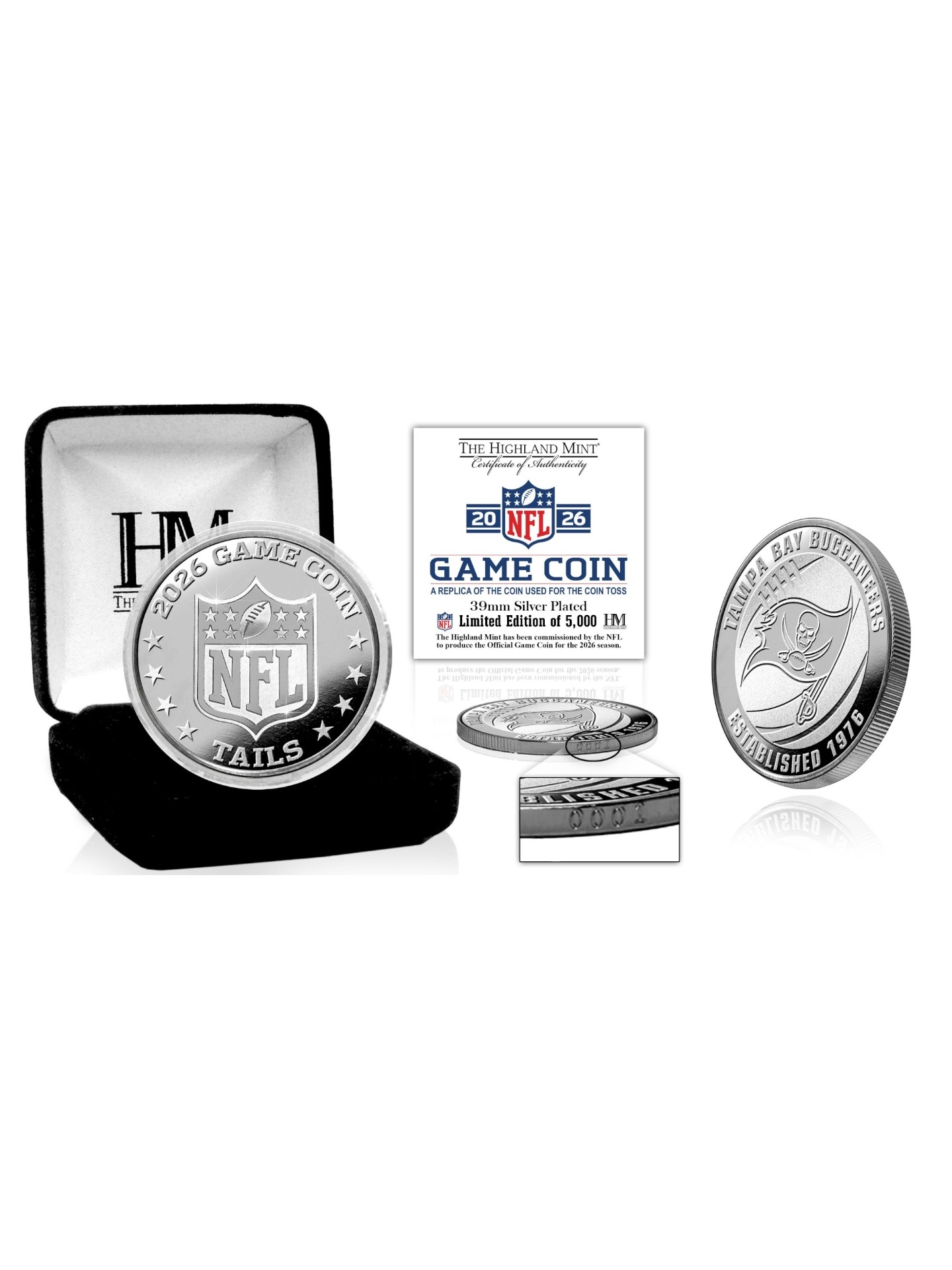 Tampa Bay Buccaneers Silver Plated 2026 NFL Game Flip Coin