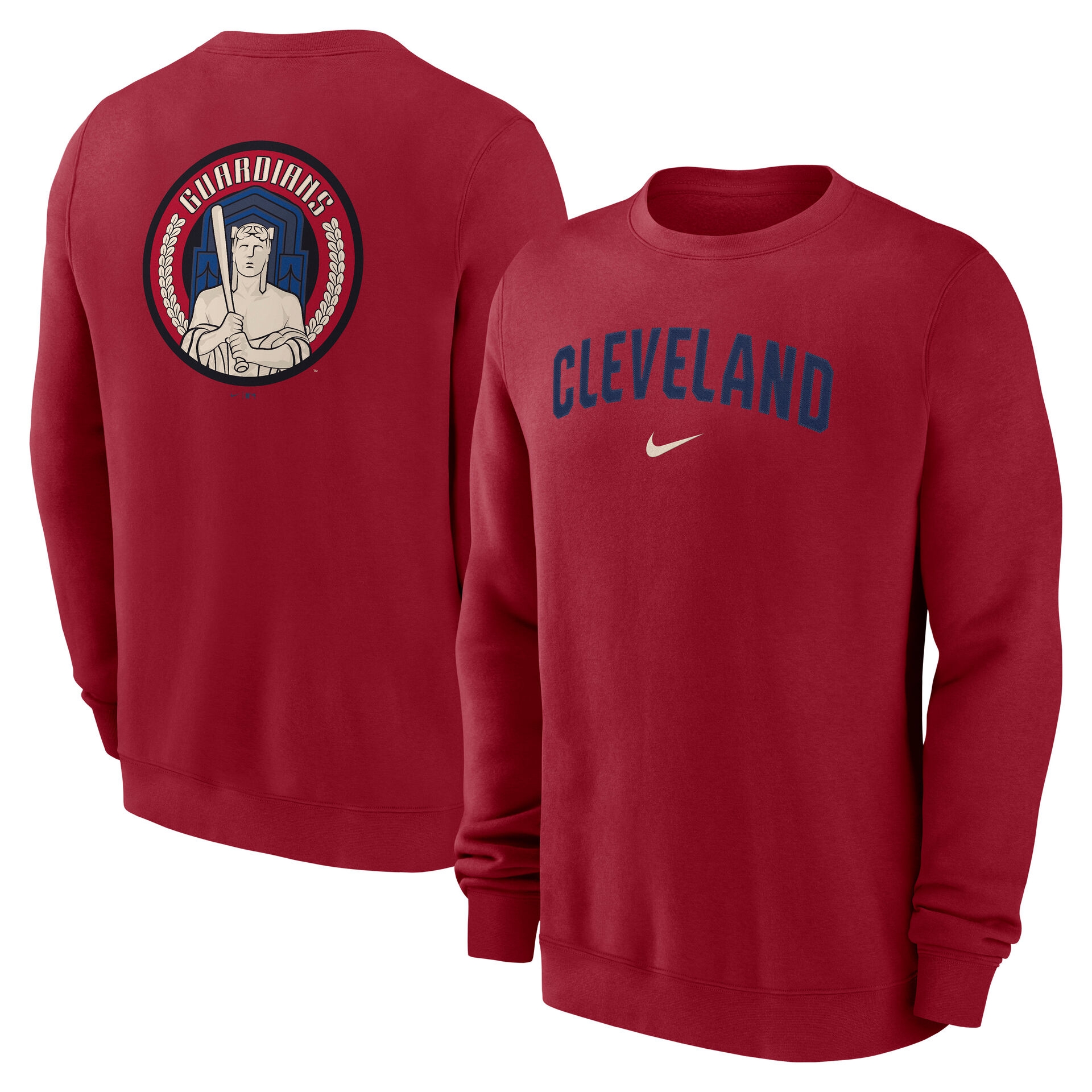 Cleveland Guardians City Connect 2-Hit Club Crew Pullover Rot