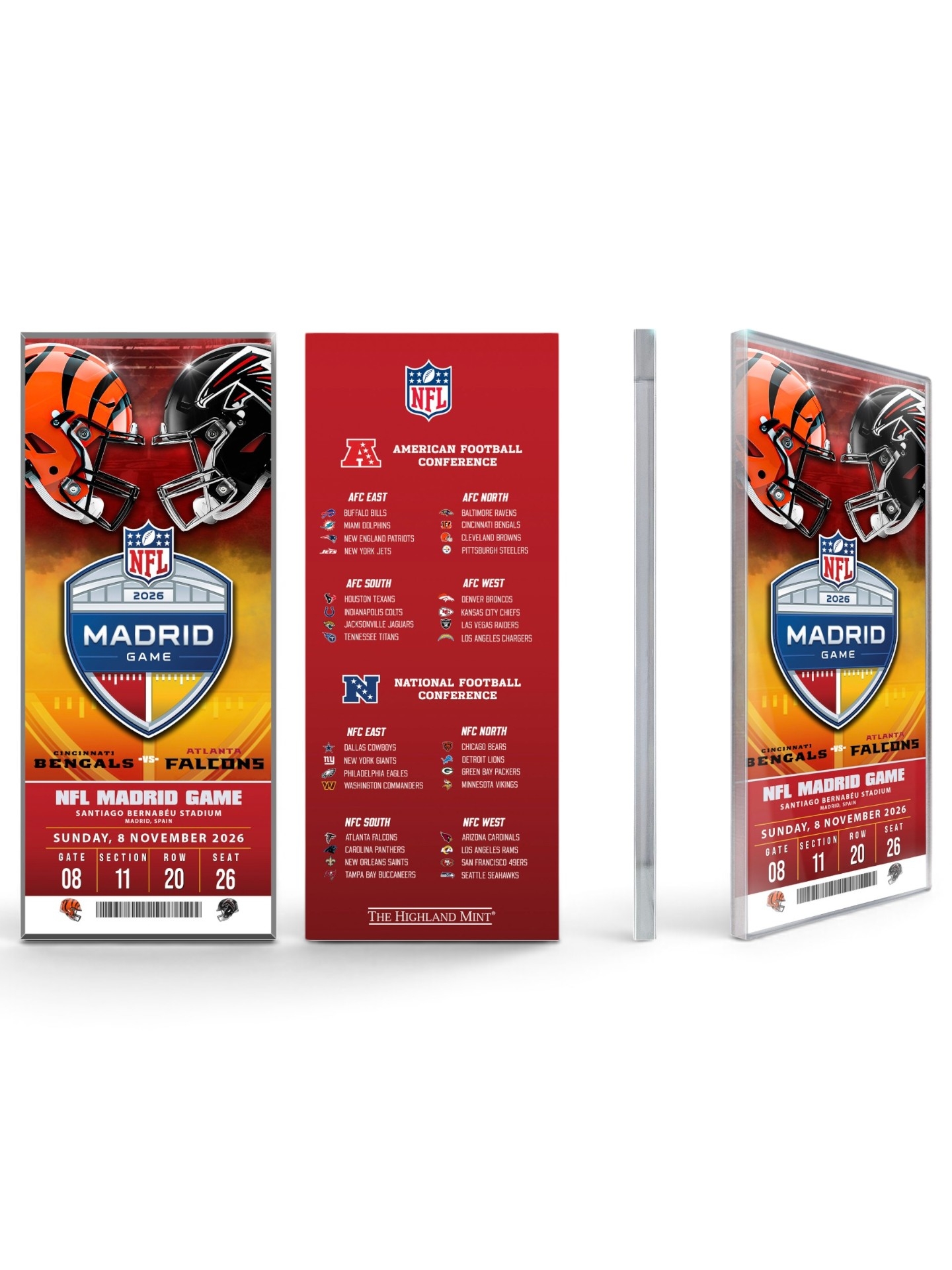 2026 NFL Madrid Game Bengals vs Falcons Acrylic Ticket