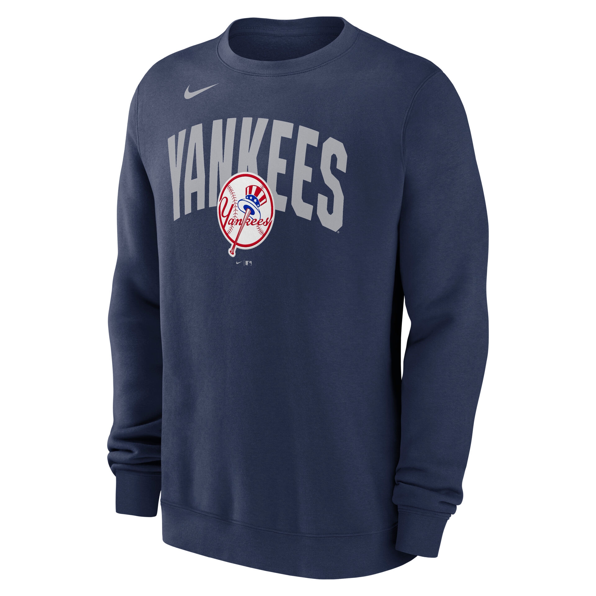 New York Yankees Club Fleece MLB Pullover Crew Navy