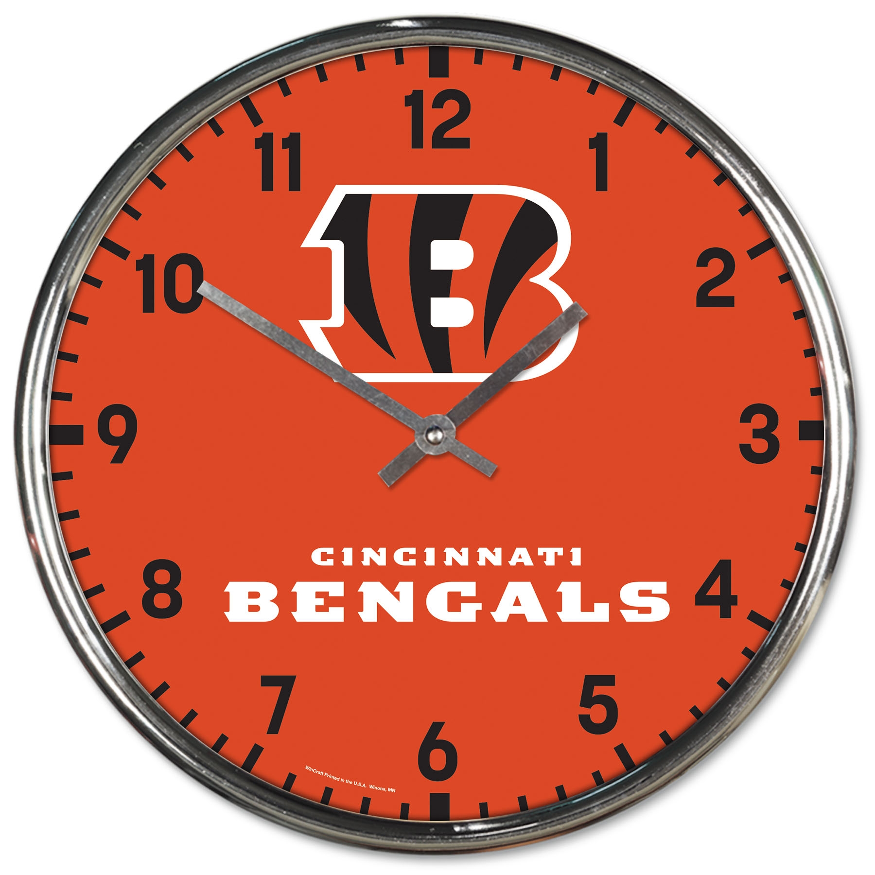 Cincinnati Bengals Chrome NFL Team Design Wanduhr