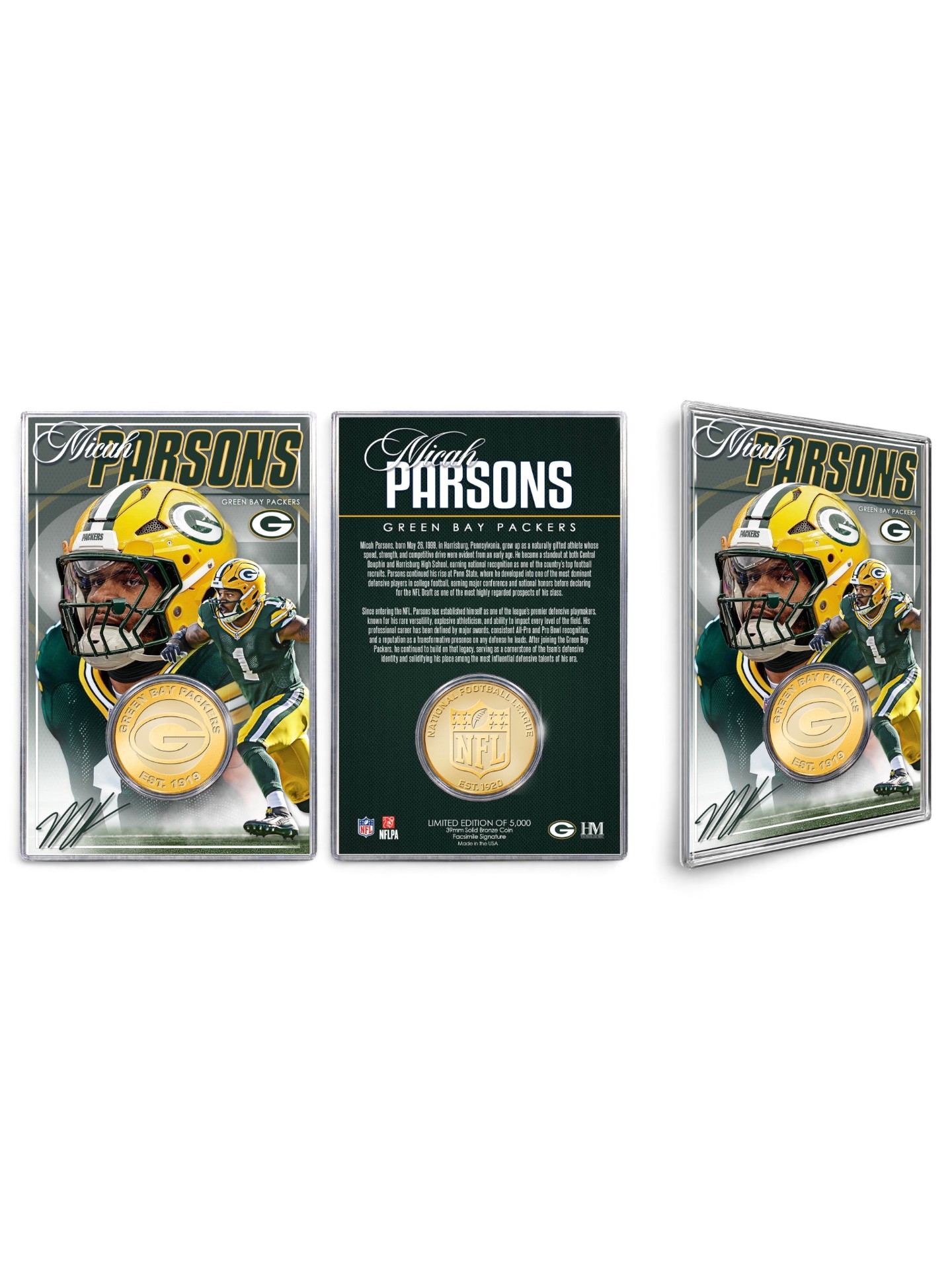 Micah Parsons Green Bay Packers Acrylic Bronze NFL Coin Card