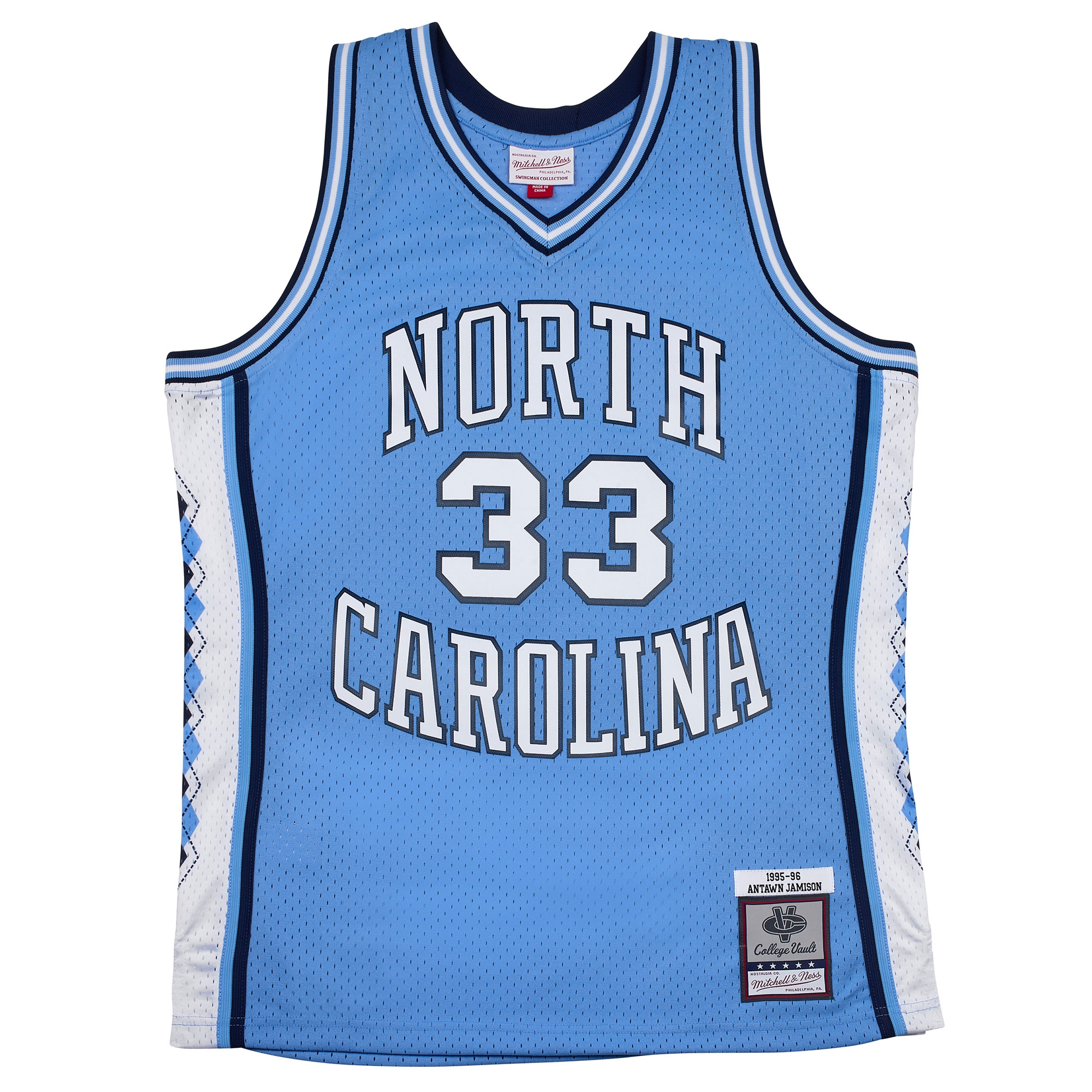 Antawn Jamison #33 North Carolina 1995-96 Mitchell & Ness Swingman NCAA Jersey Blue
