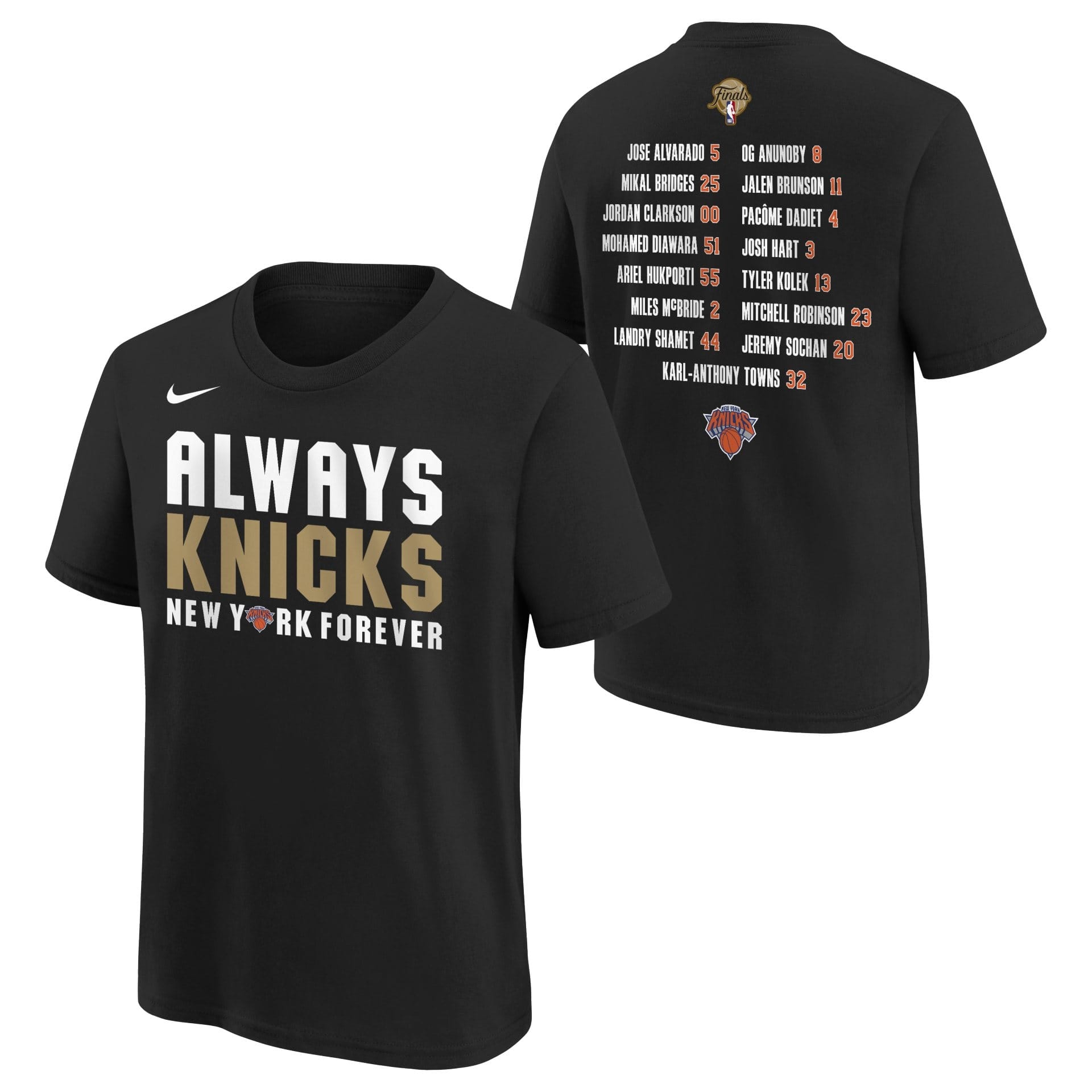 New York Knicks 2026 NBA Champions Roster T-Shirt Black