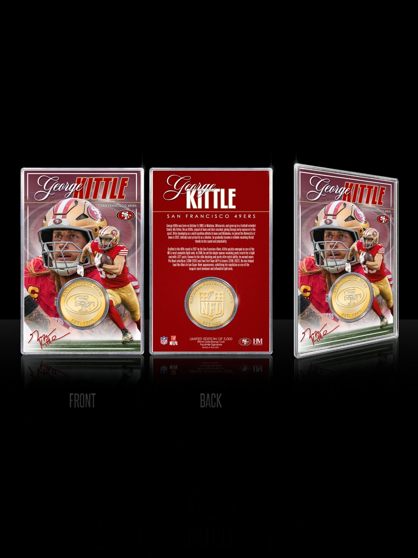 George Kittle San Francisco 49ers Acrylic Bronze NFL Coin Card