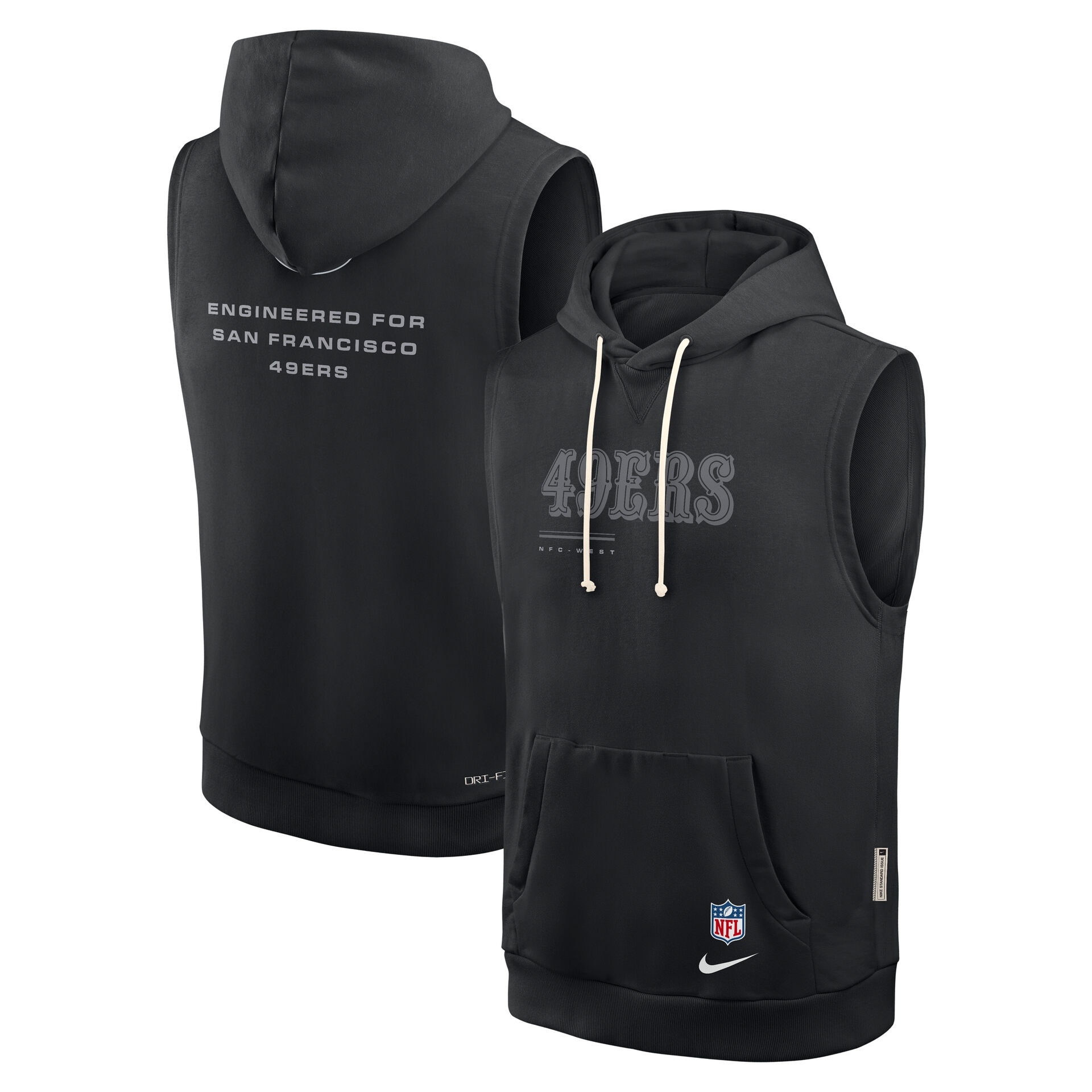 San Francisco 49ers 2026 NFL Sideline Standard Issue Sleeveless Hoodie Schwarz