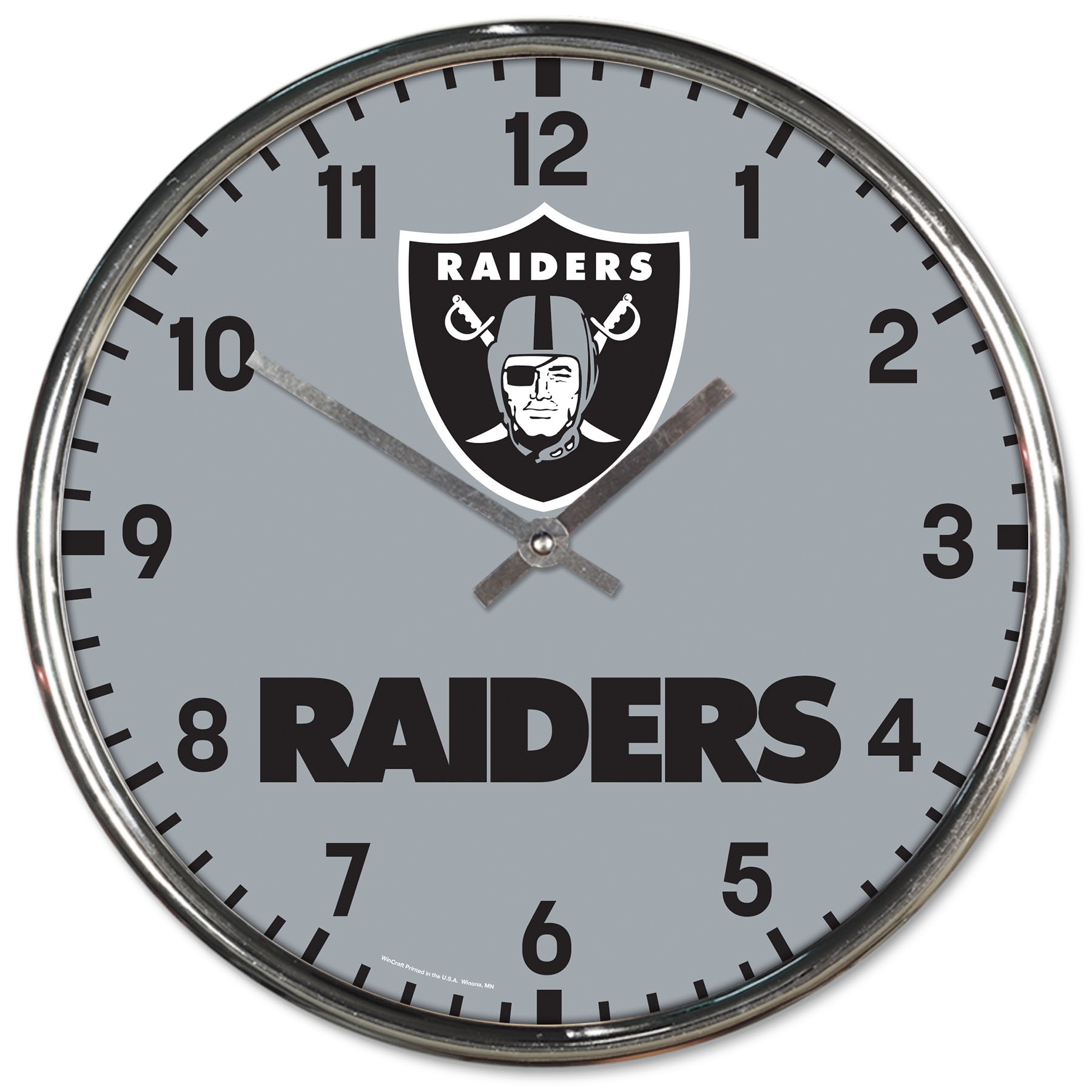 Las Vegas Raiders Chrome NFL Team Design Wanduhr