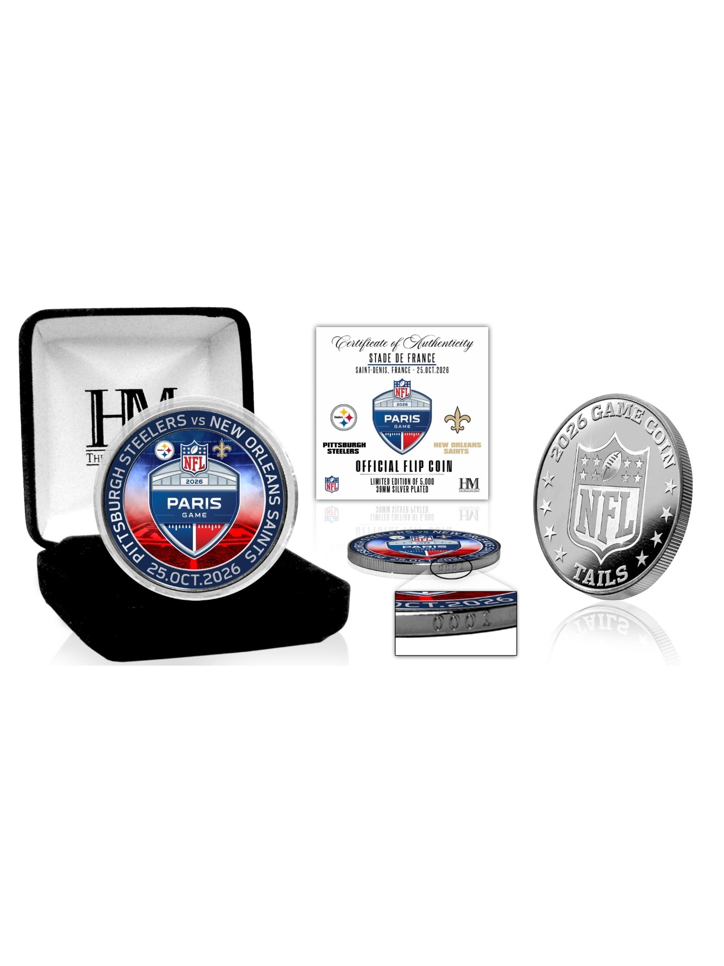 2026 NFL Paris Game Steelers vs Saints Game Flip Coin
