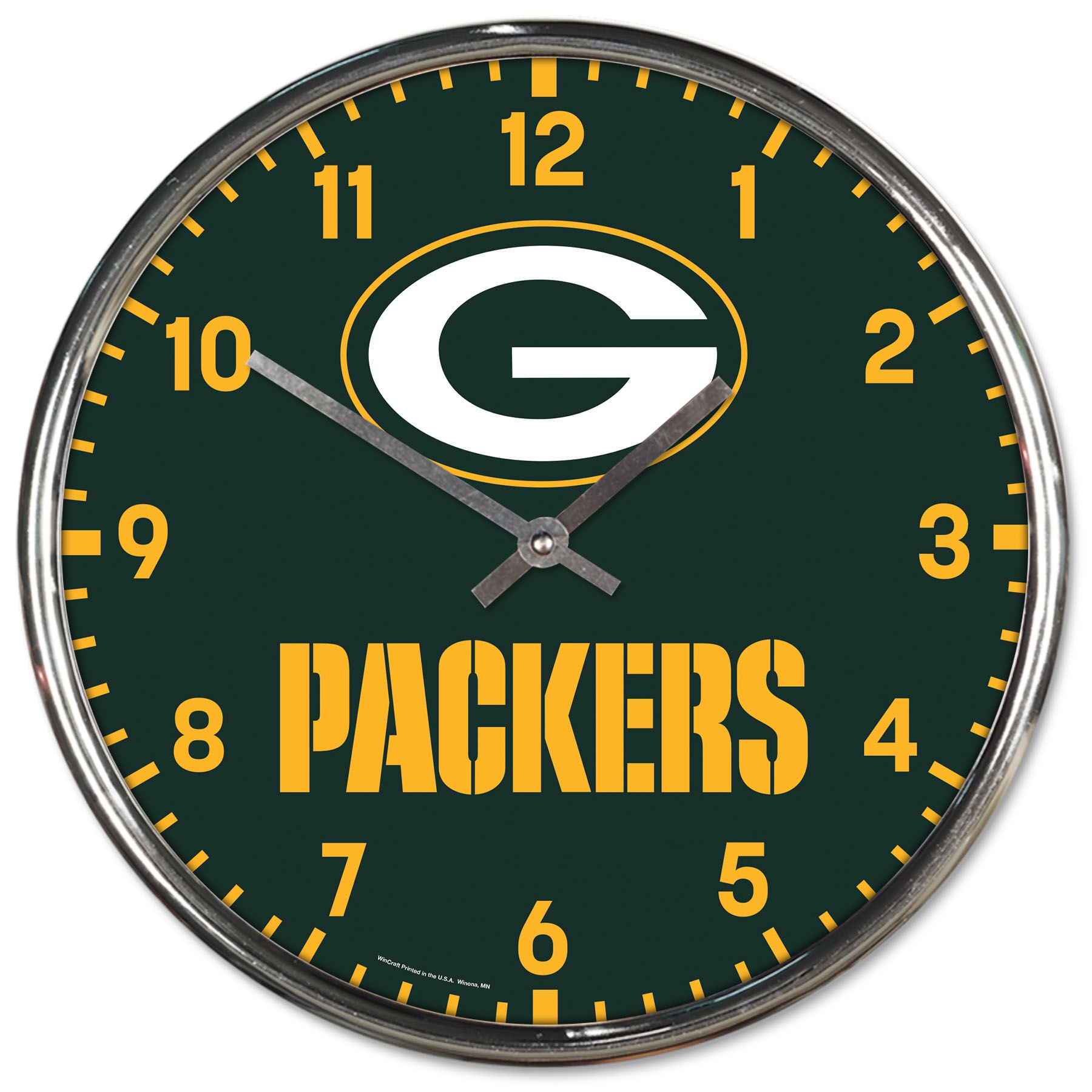 Green Bay Packers Chrome NFL Team Design Wanduhr