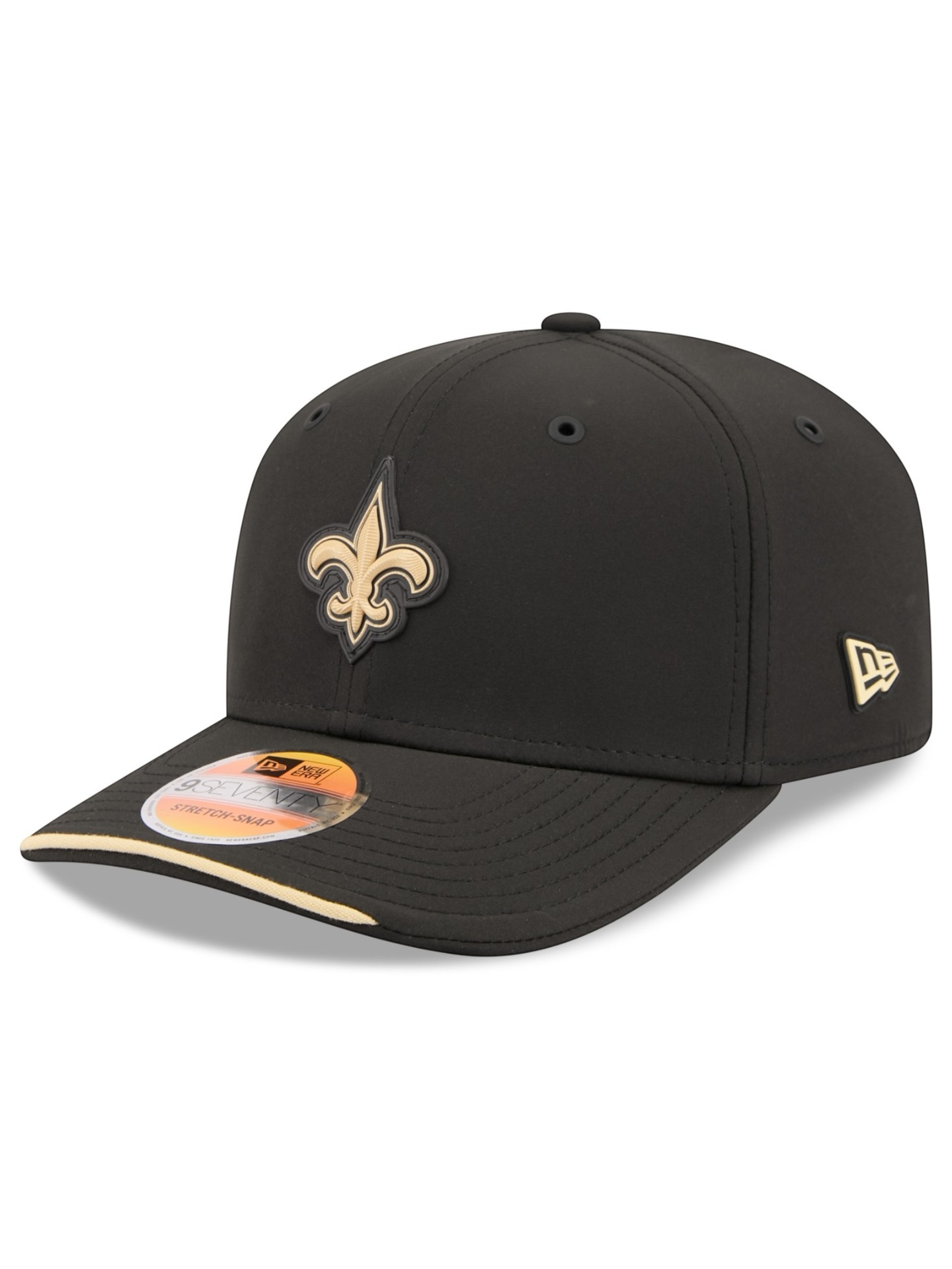 New Orleans Saints 2026 NFL Sideline 9SEVENTY Stretch-Snap Cap Schwarz