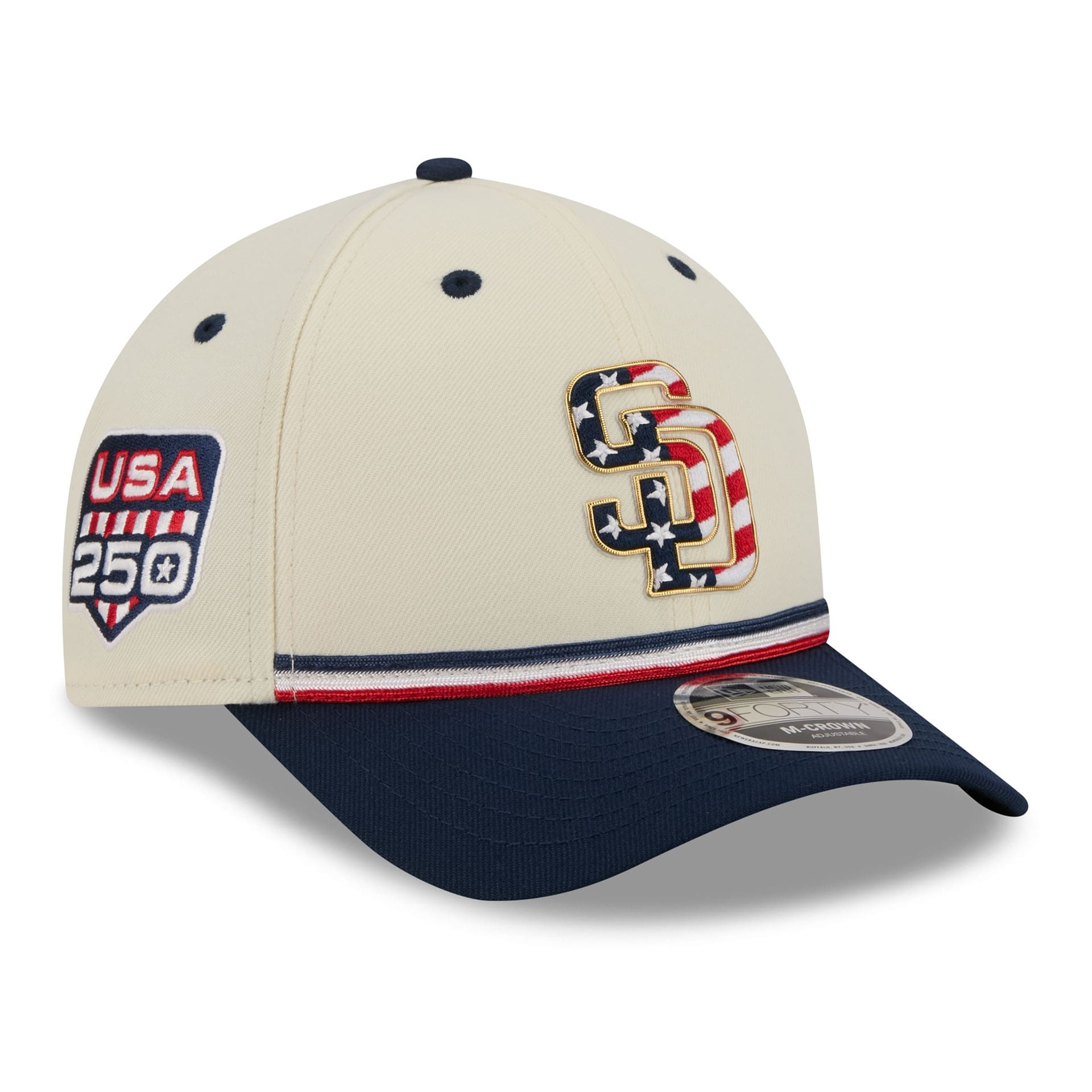 San Diego Padres 2026 4th of July USA 250 9FORTY Snapback MLB Cap