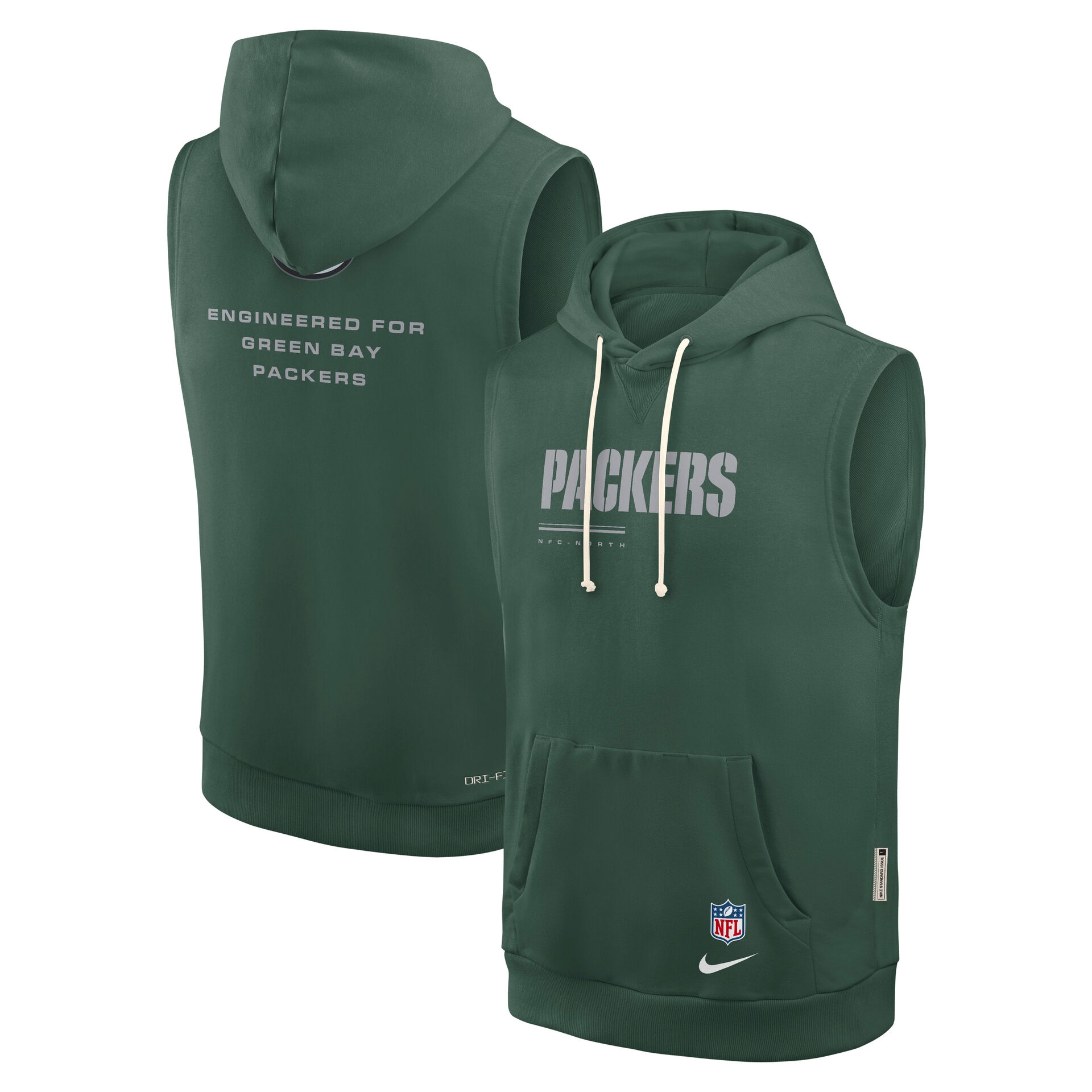 Green Bay Packers 2026 NFL Sideline Standard Issue Sleeveless Hoodie Grün