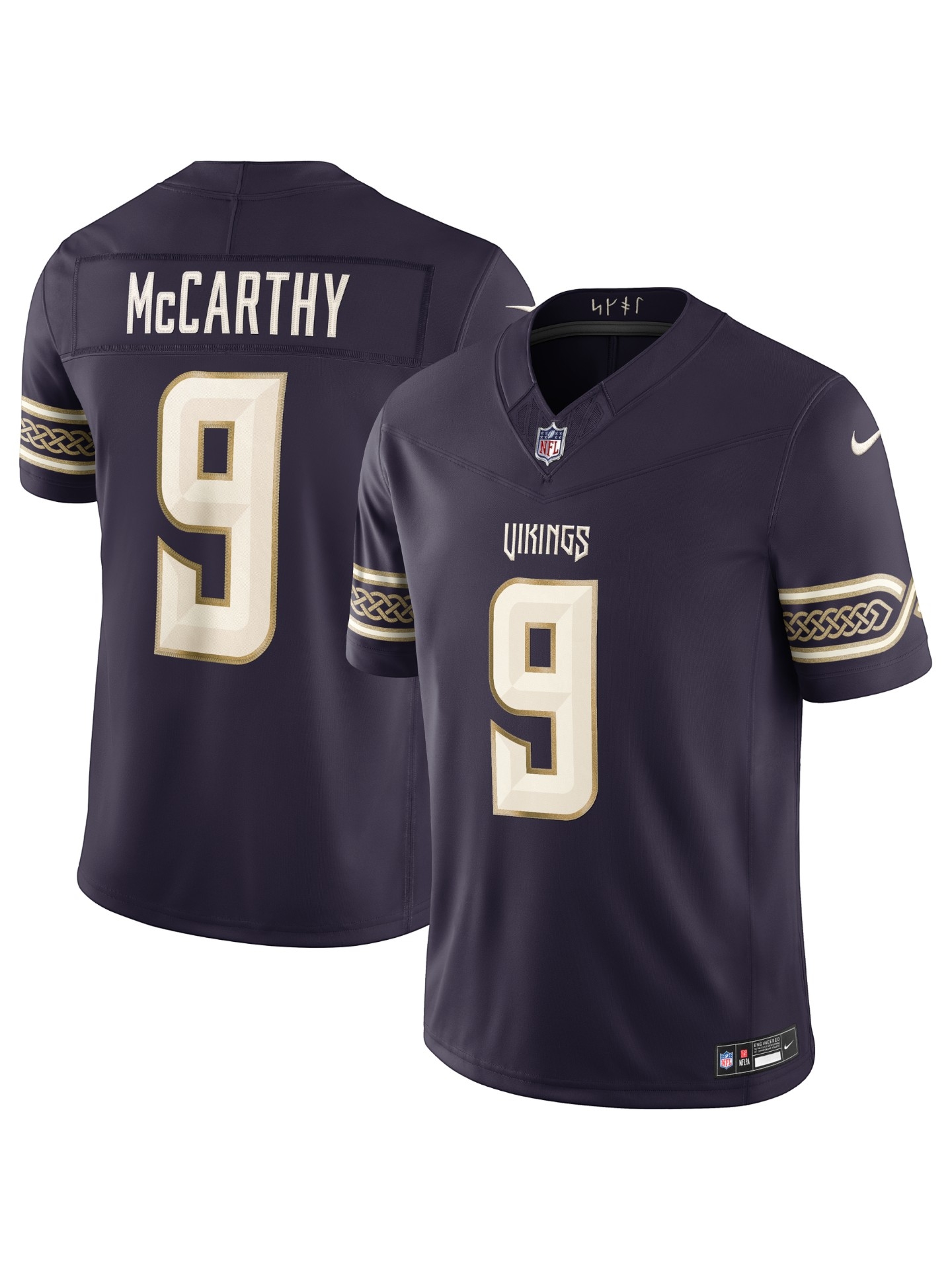 J.J. McCarthy #9 Minnesota Vikings 2026 Rivalries Stitched Limited NFL Trikot Lila