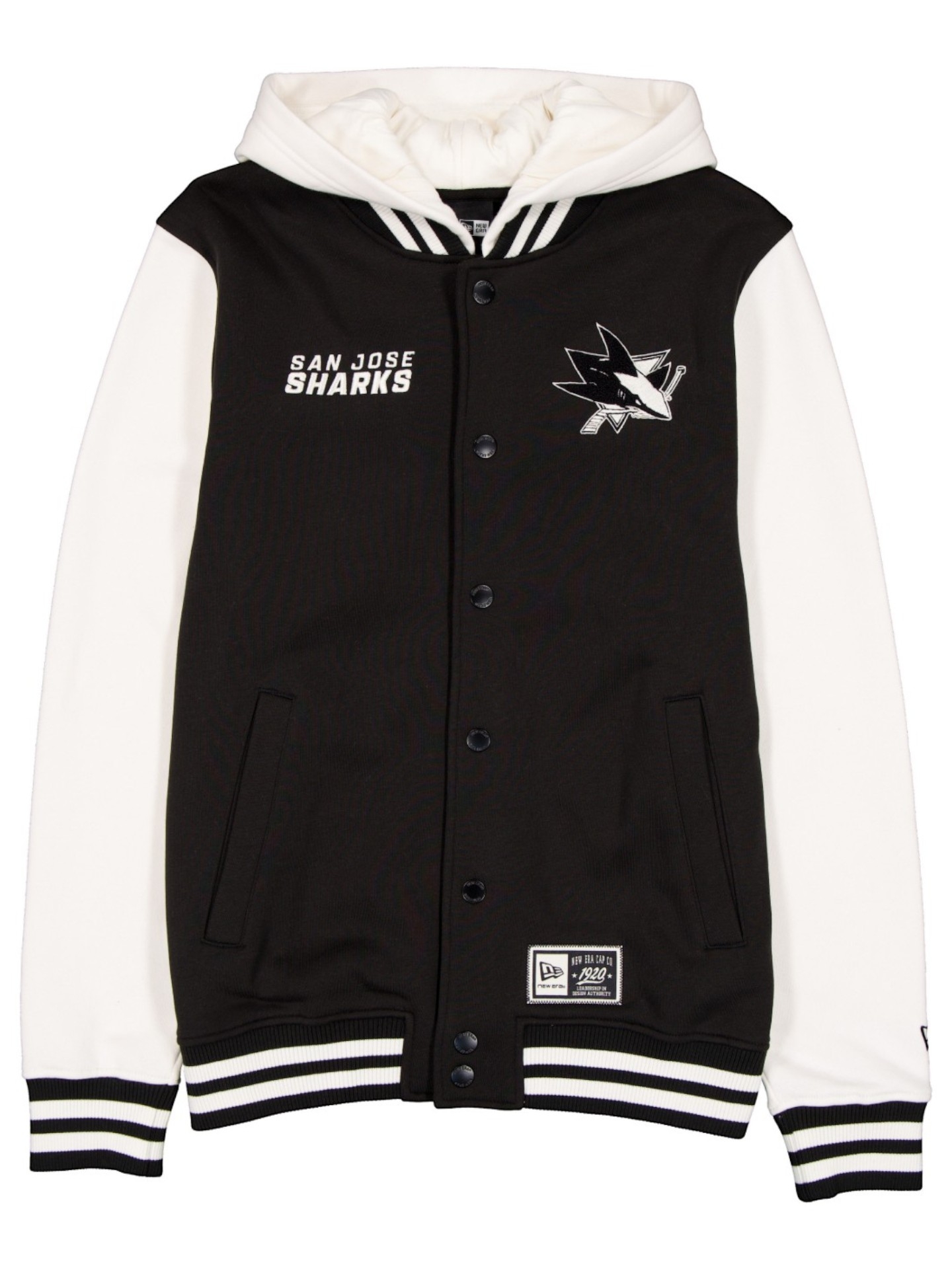 San Jose Sharks Letterman Hooded NHL Jacket Black