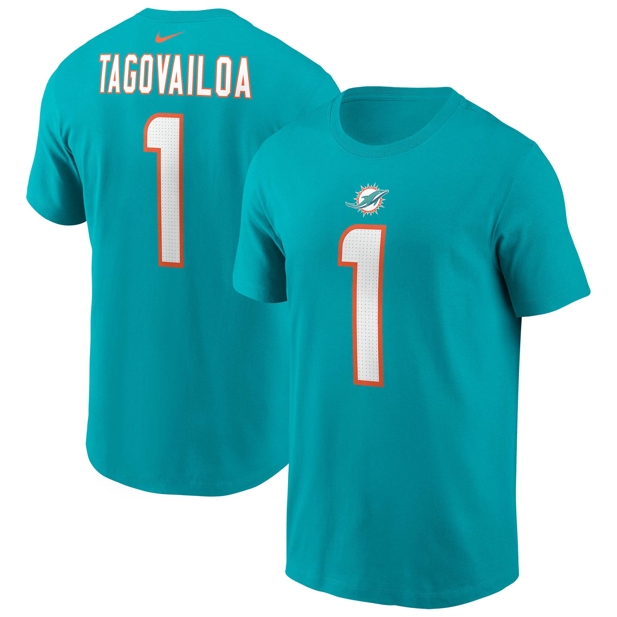 Tua Tagovailoa #1 Miami Dolphins Nike Player NFL T-Shirt Aqua
