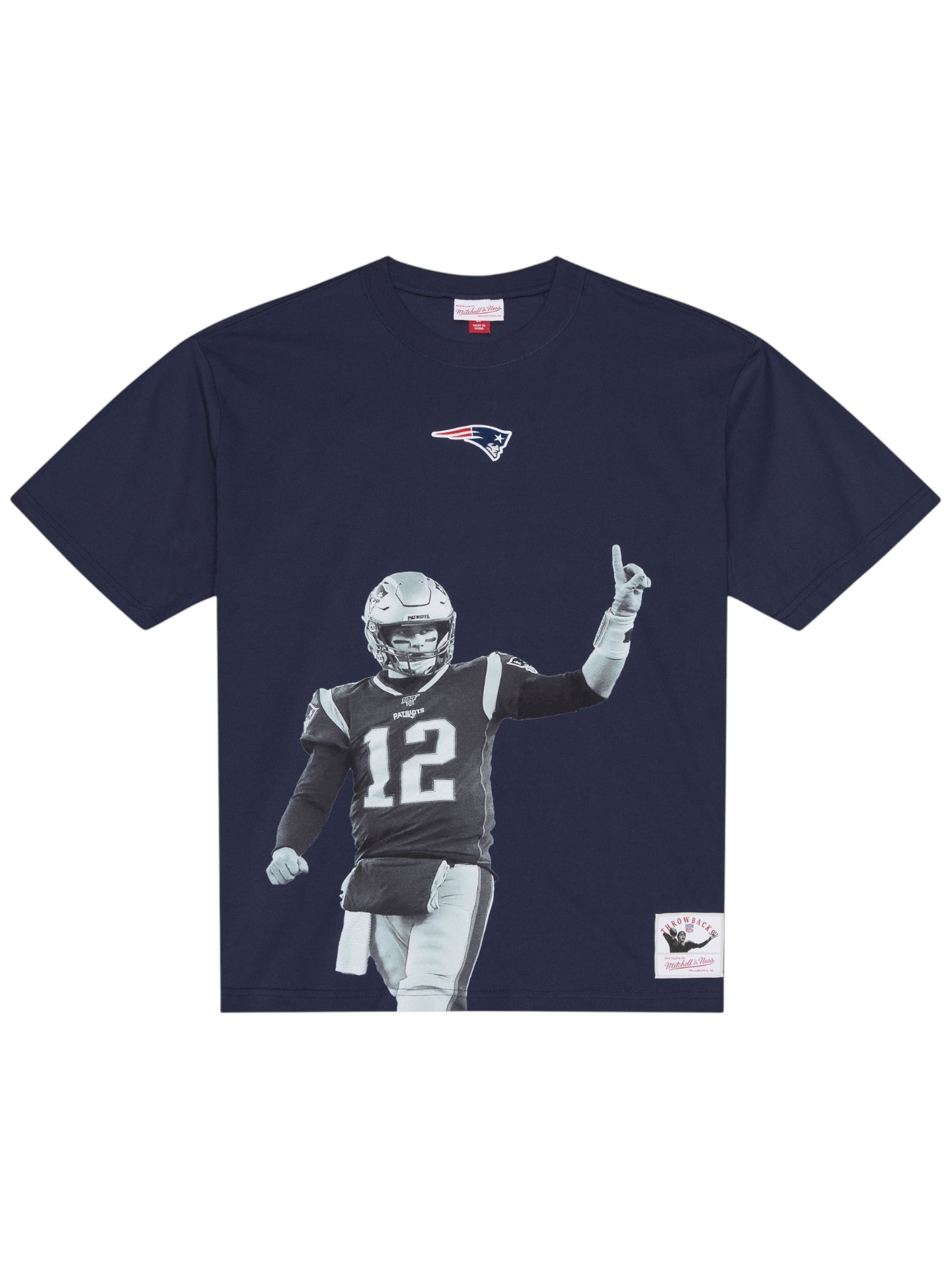 Tom Brady #12 New England Patriots Photo Photo NFL T-Shirt Navy
