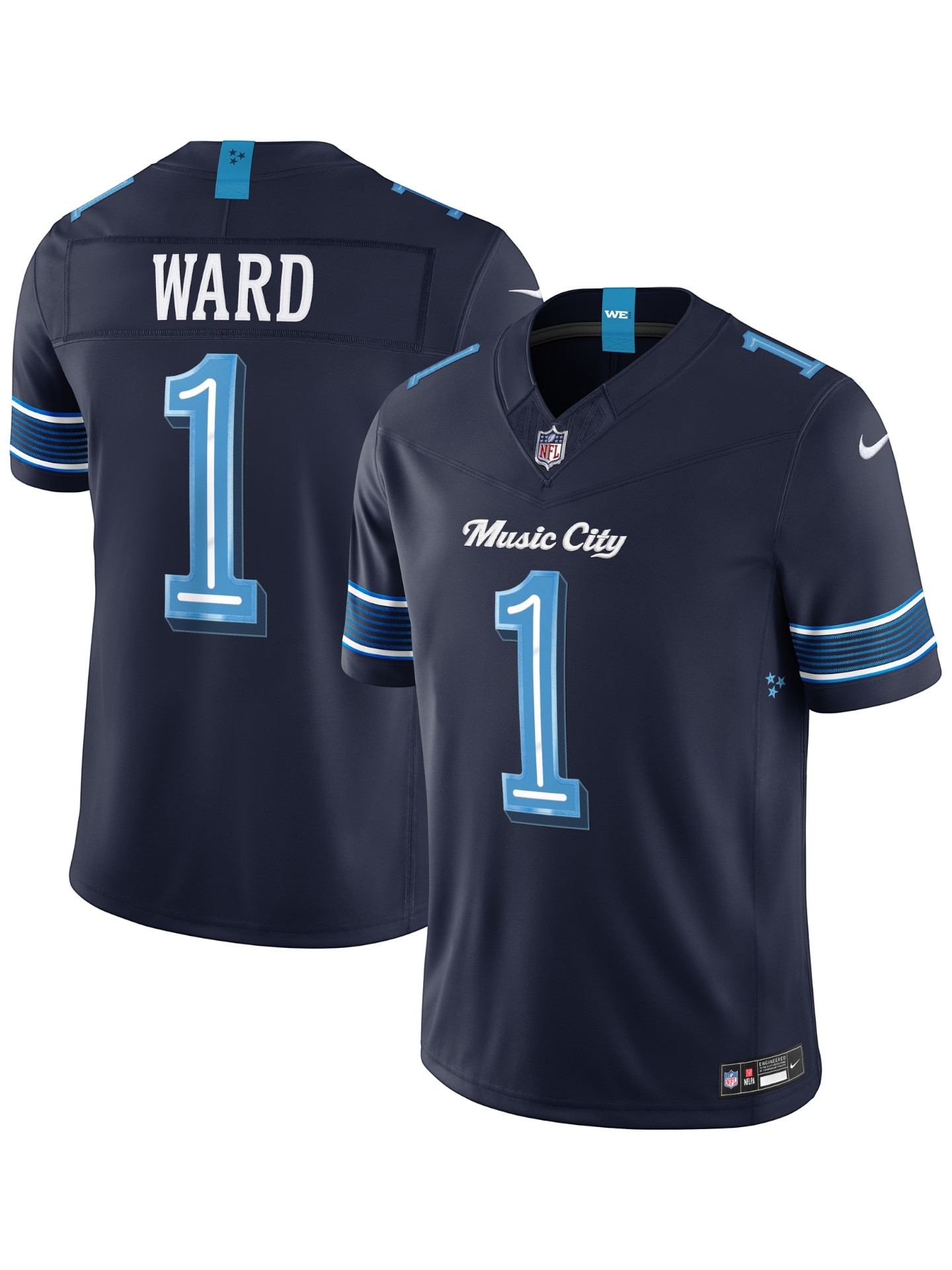Cam Ward #1 Tennessee Titans 2026 Rivalries Stitched Limited NFL Trikot Navy