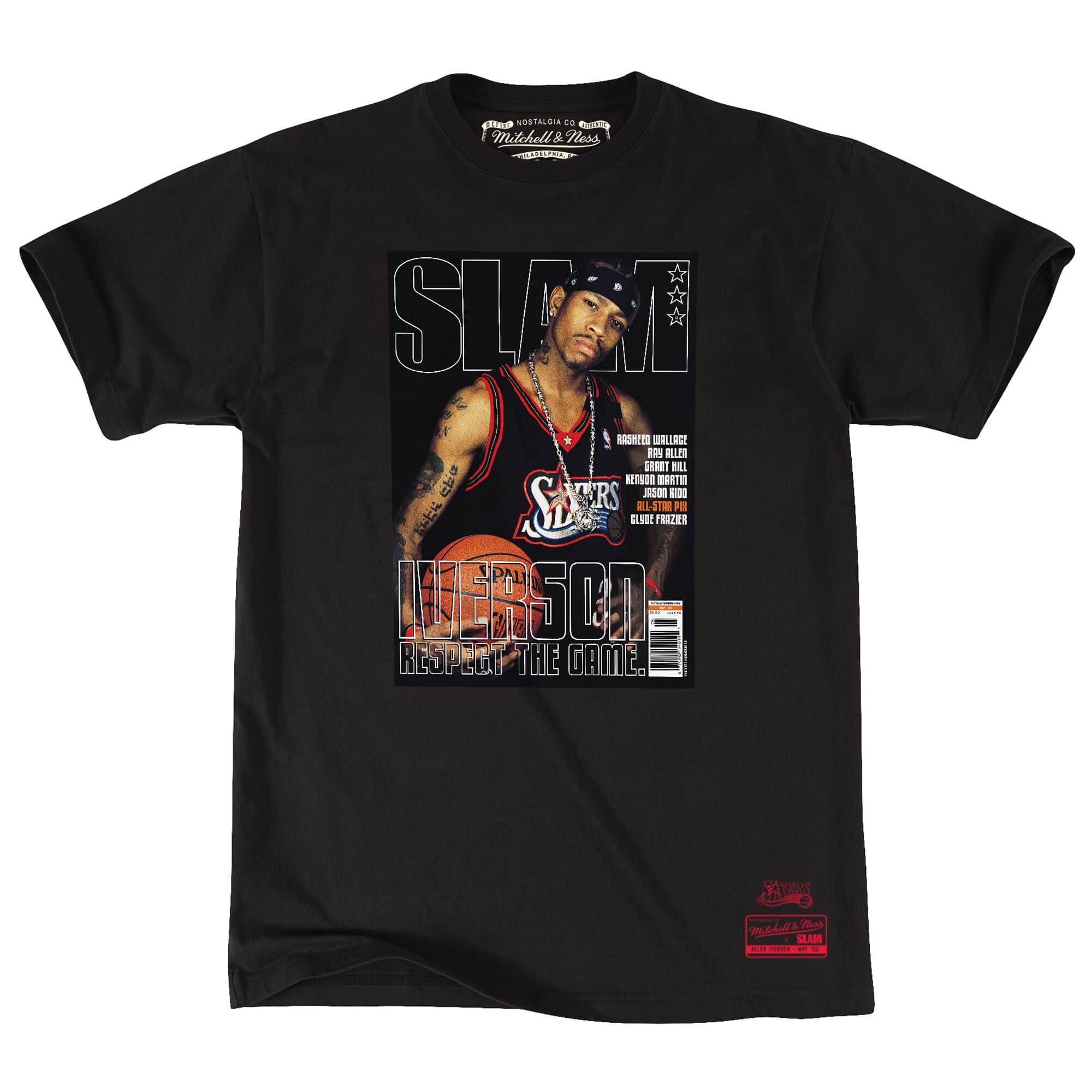 Allen Iverson Philadelphia 76ers Slam Cover Mitchell & Ness NBA T-Shirt Schwarz