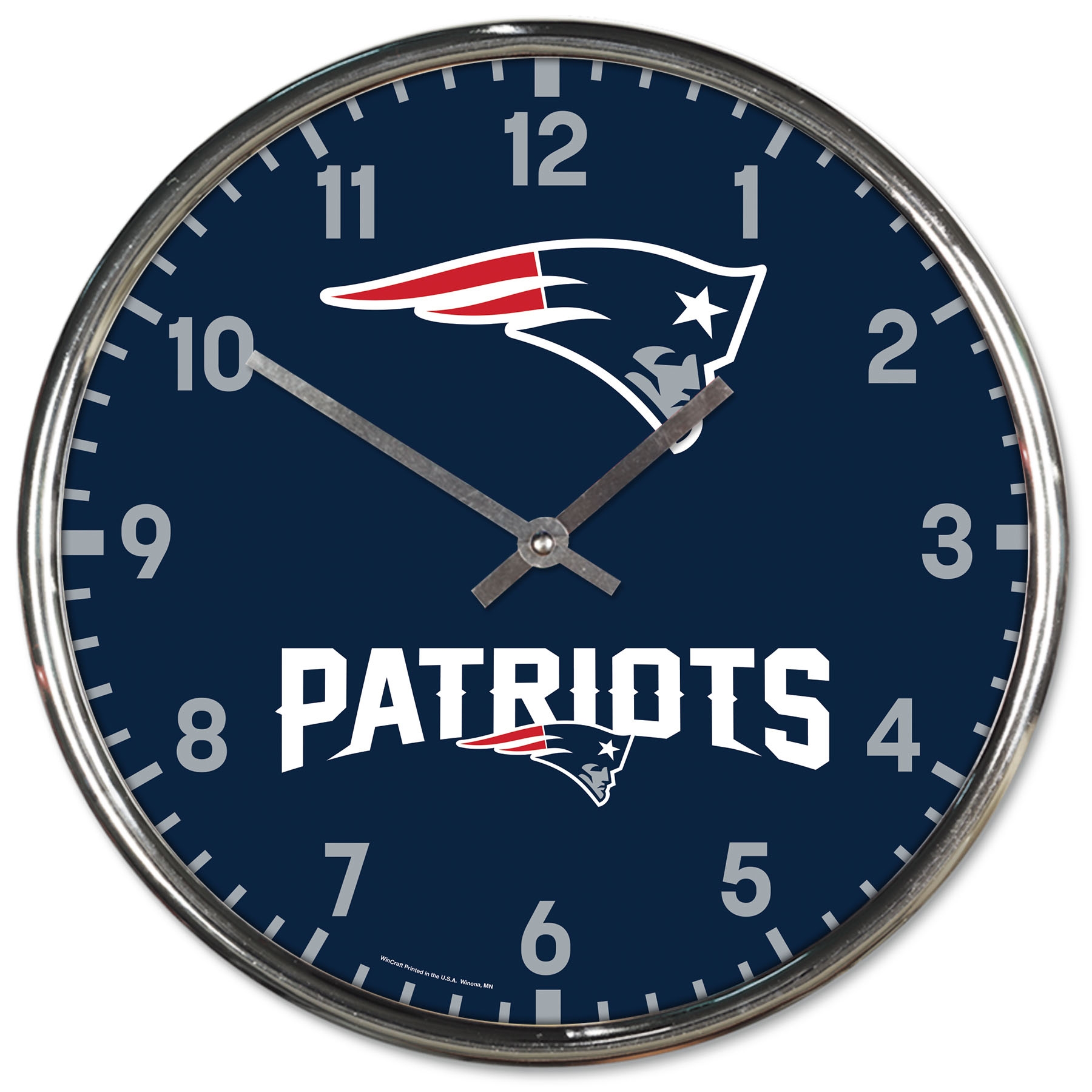New England Patriots Chrome NFL Team Design Wanduhr